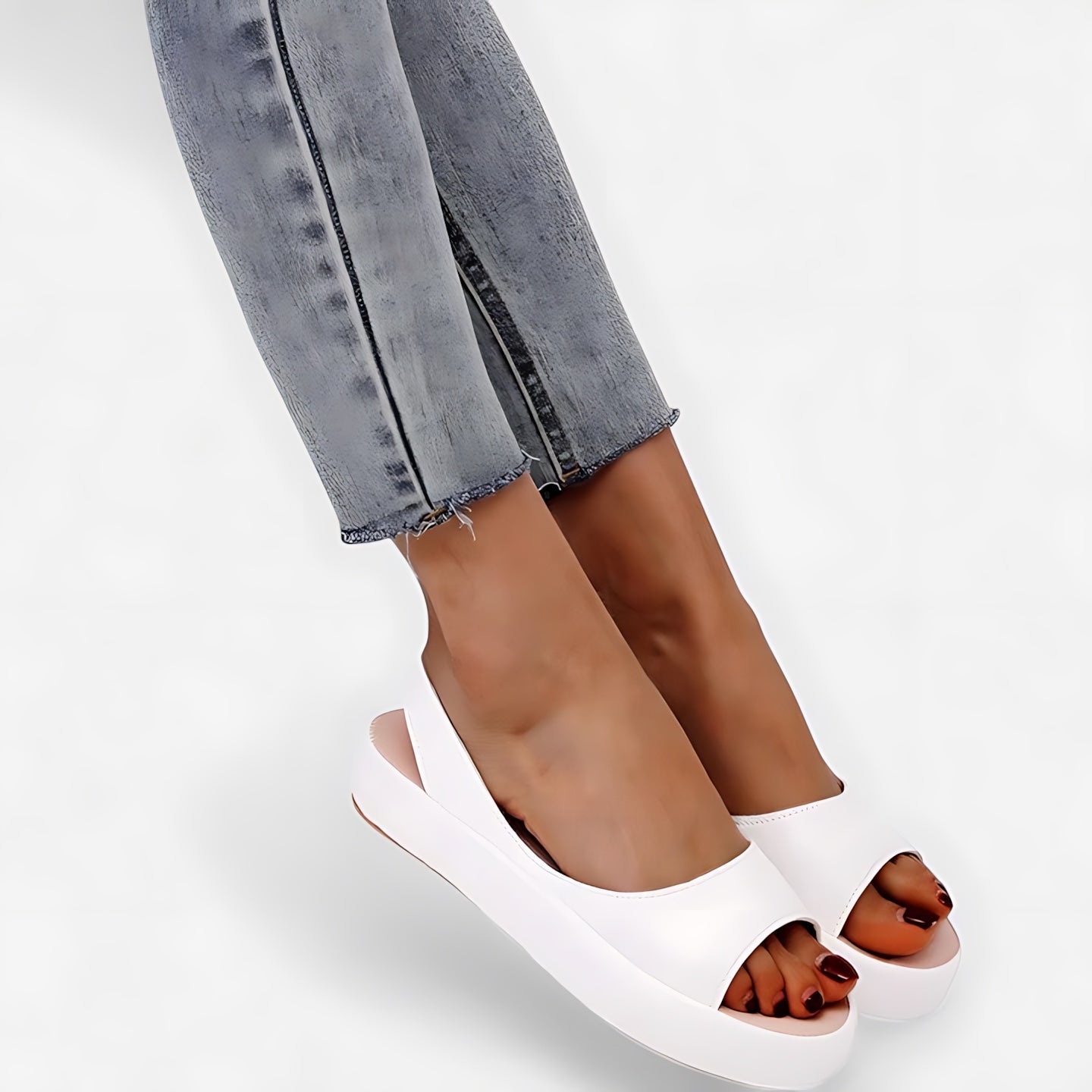 Eloise – Cross Strap Low Wedge Slide Sandals