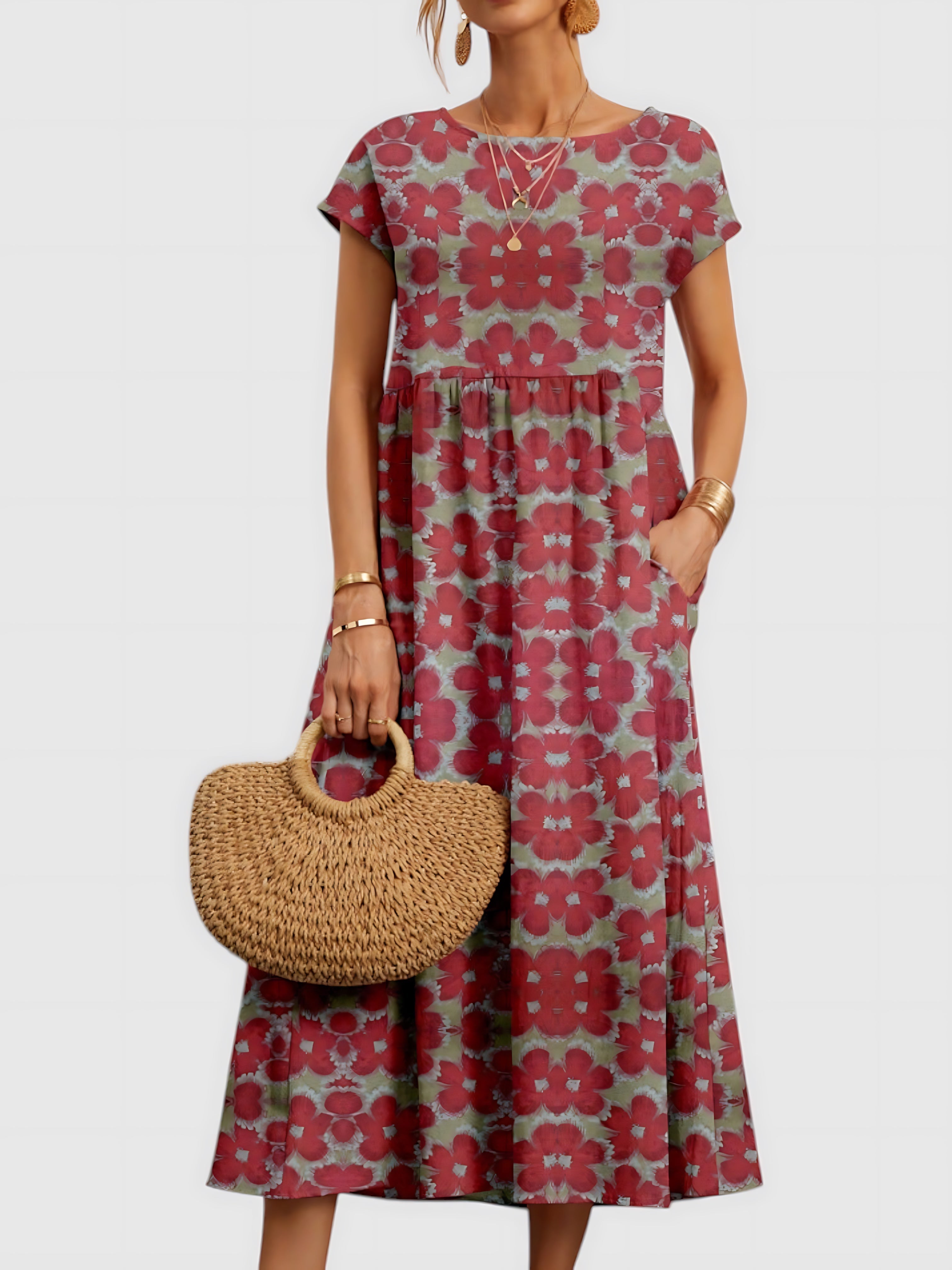 Eloise – Vintage Floral Print Smocked Maxi Dress