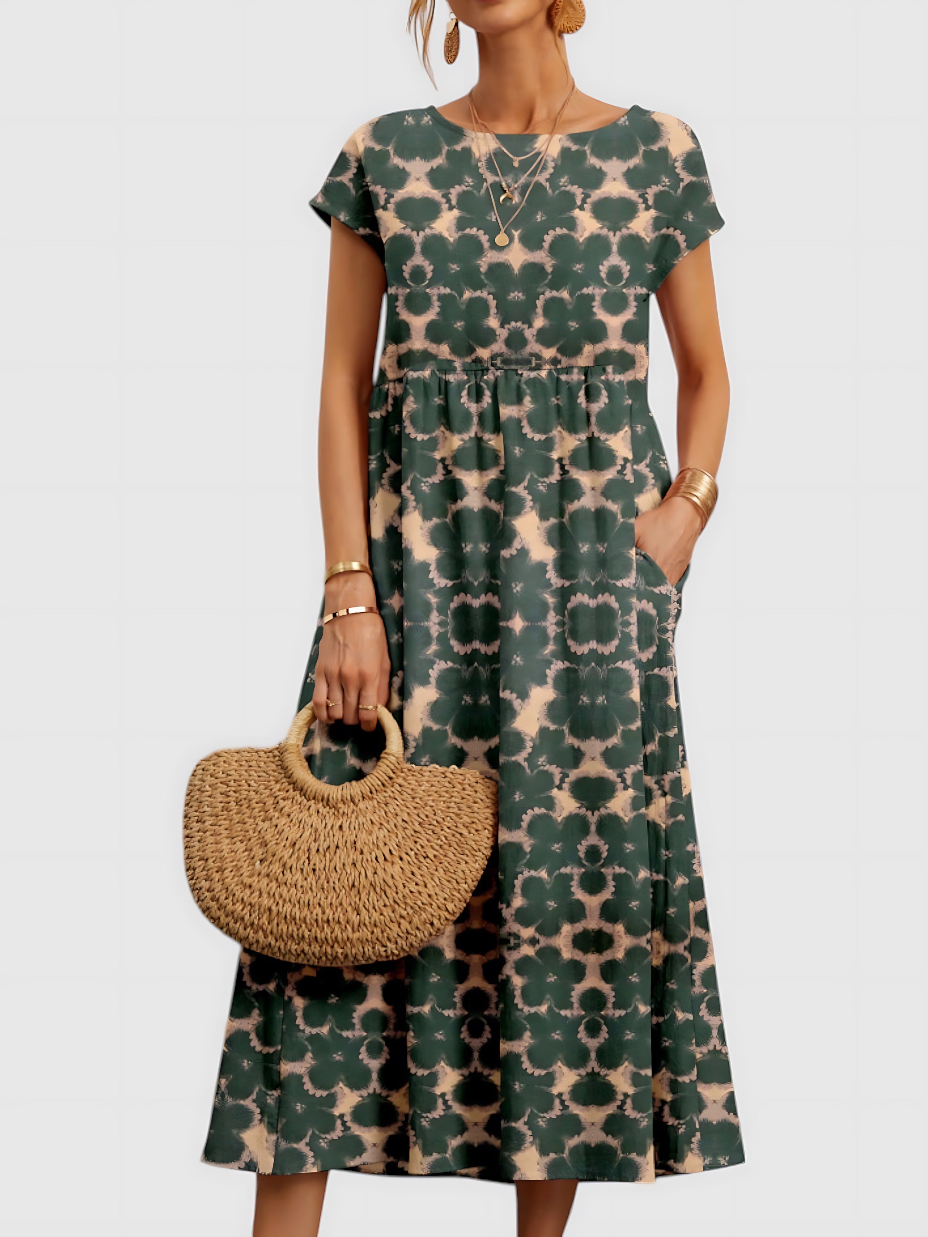 Eloise – Vintage Floral Print Smocked Maxi Dress