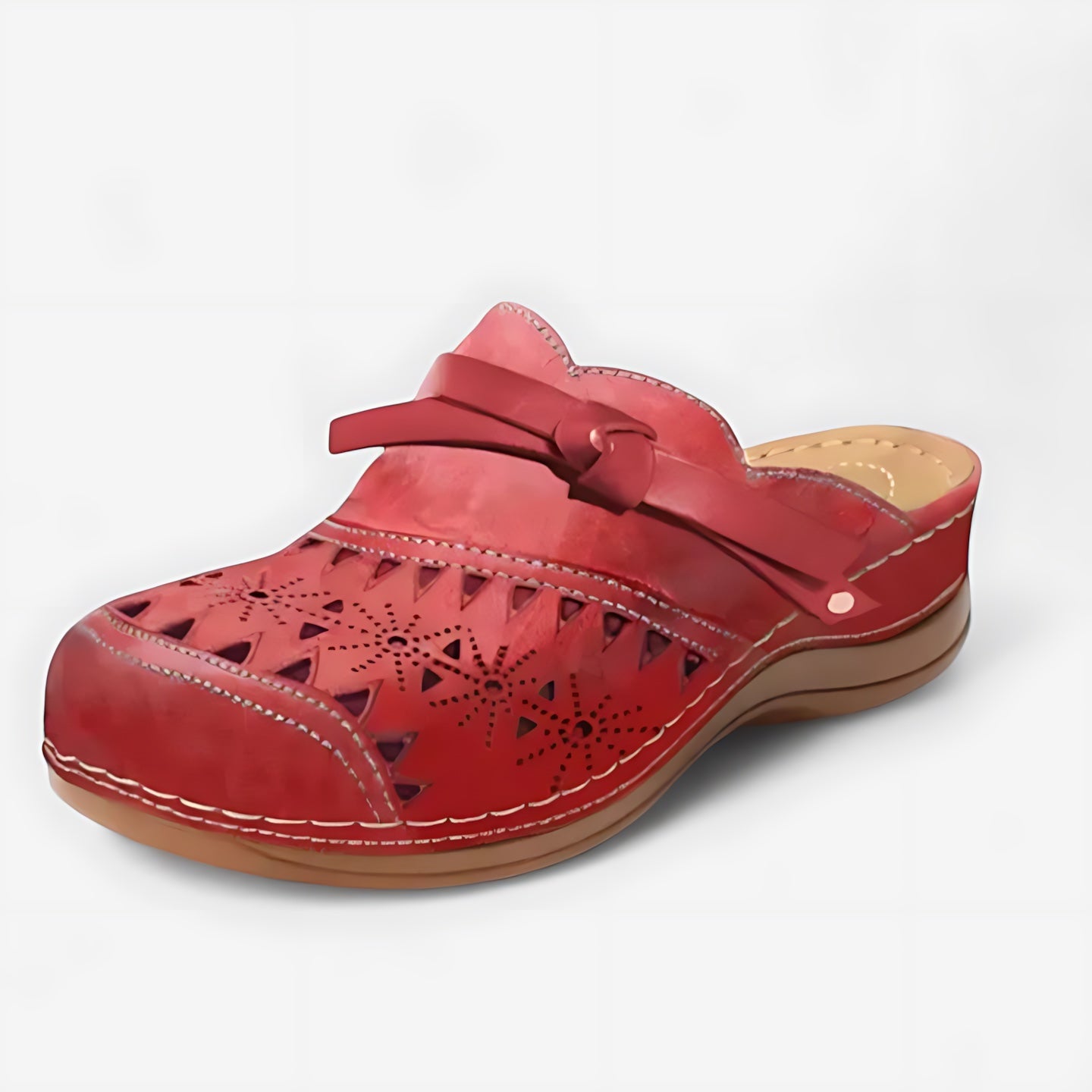 Emilia – Bow Perforated Closed Toe Mules