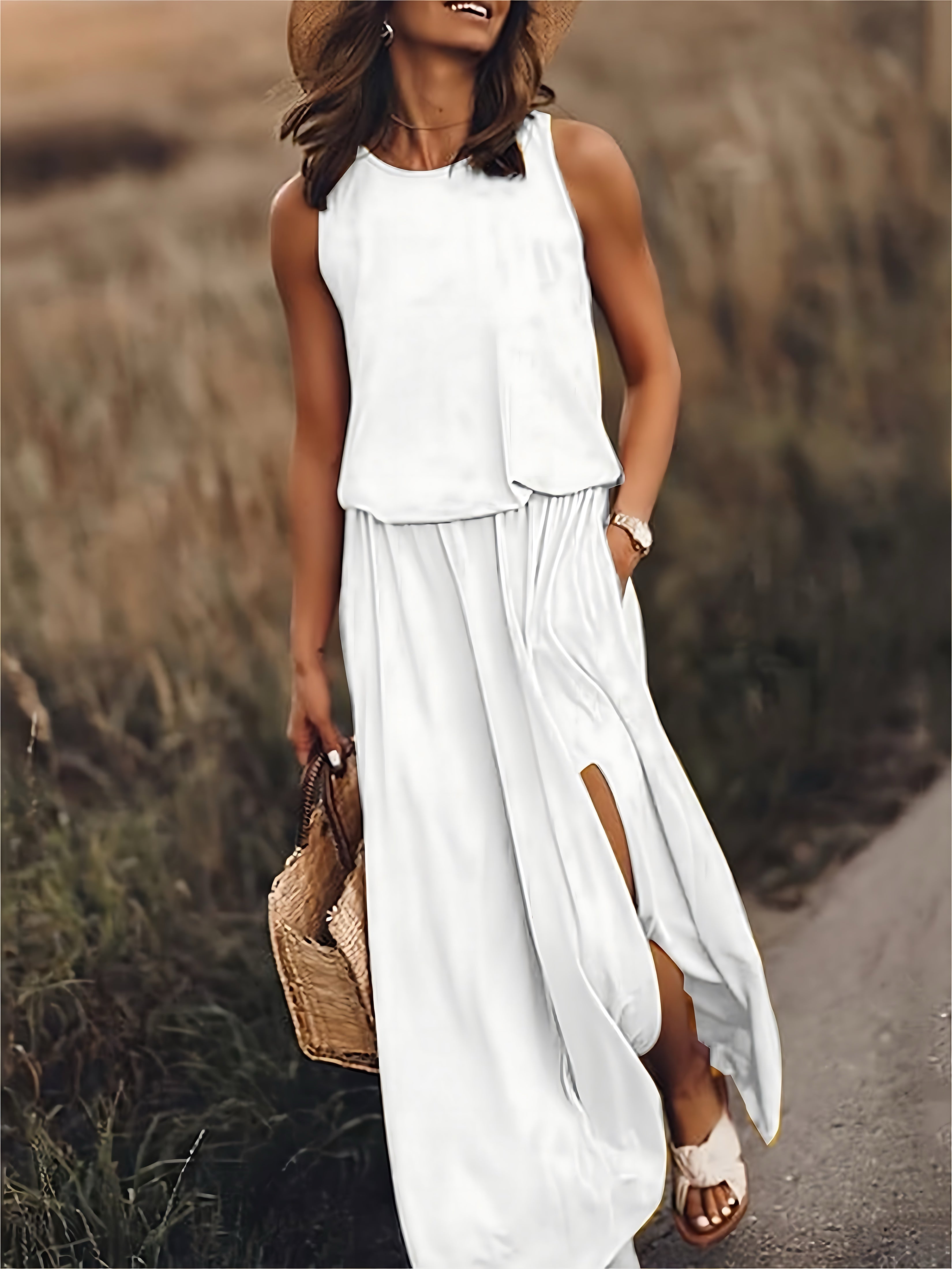 Emilia – Scoop Neck Blouson Summer Maxi Dress