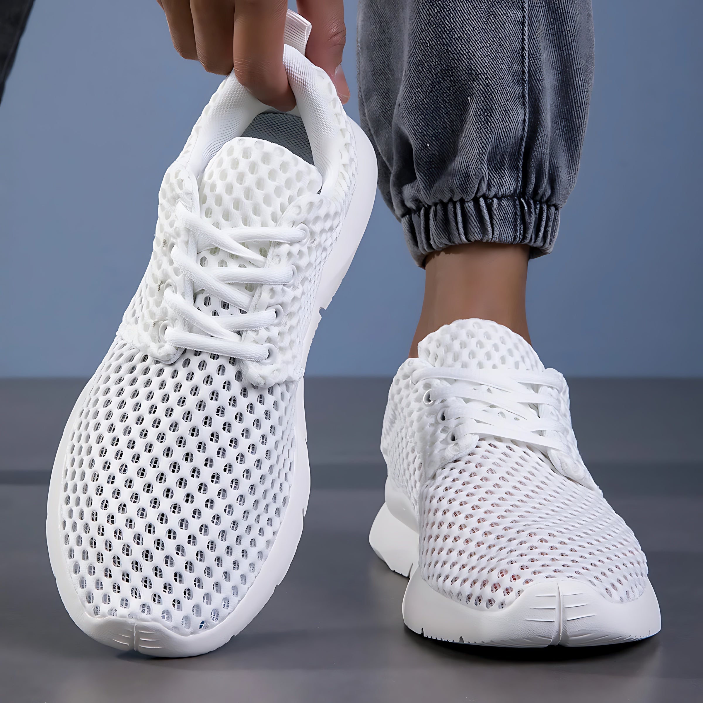 Emily – Breathable Mesh Lace Up Walking Sneakers