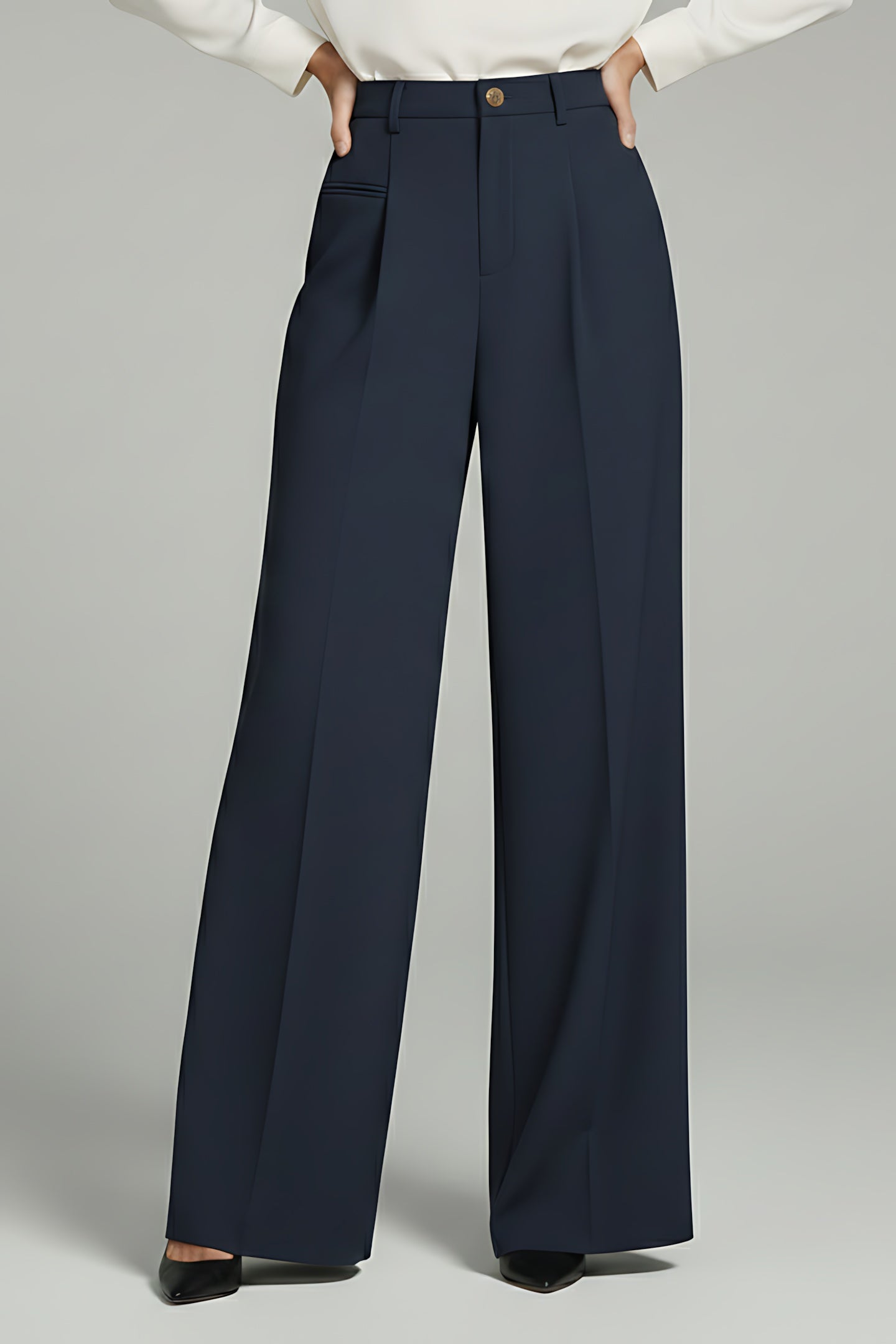 Emily – Pleated High Waist Straight Leg Pants