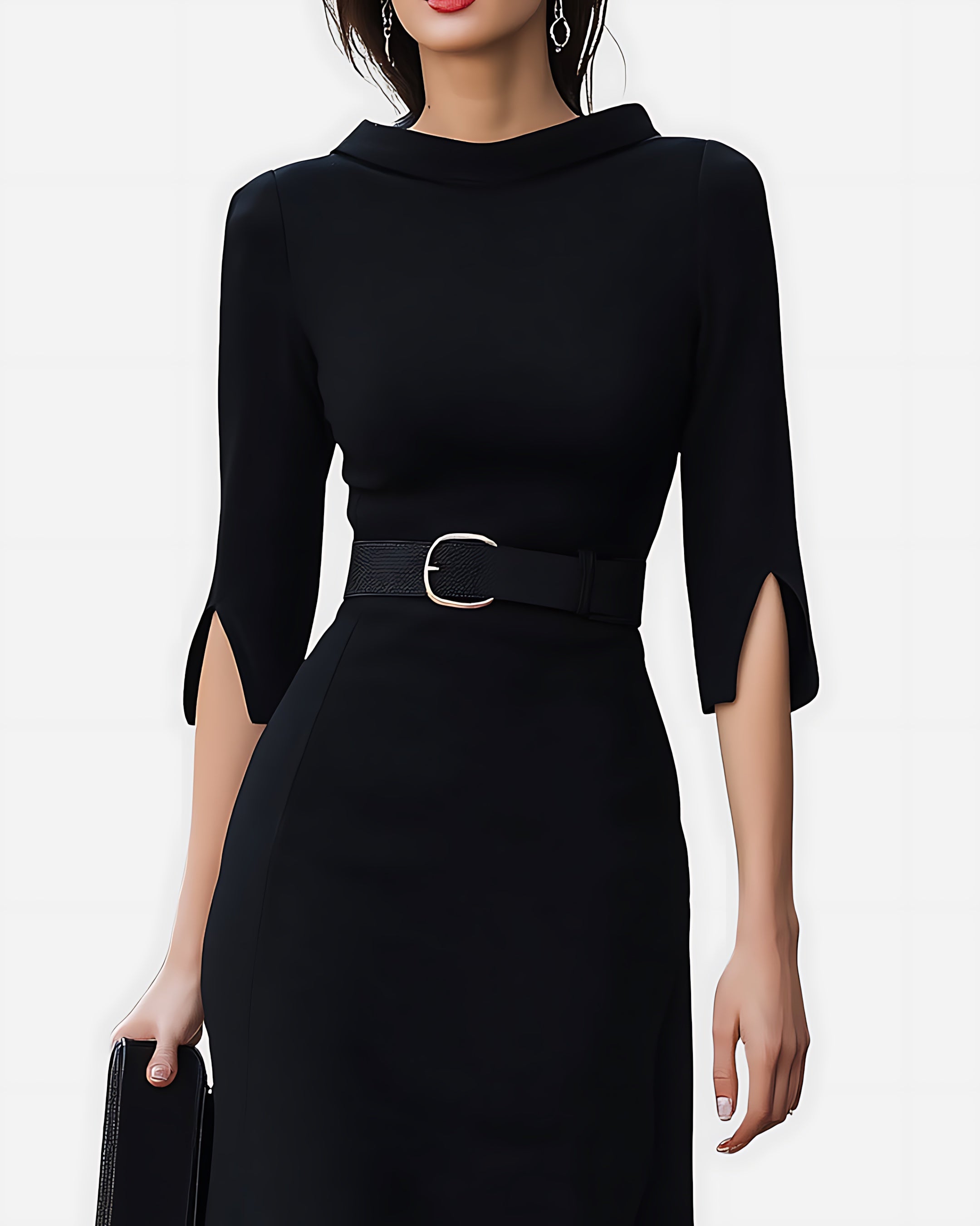 Emma – Mock Neck Bodycon Cocktail Midi Dress