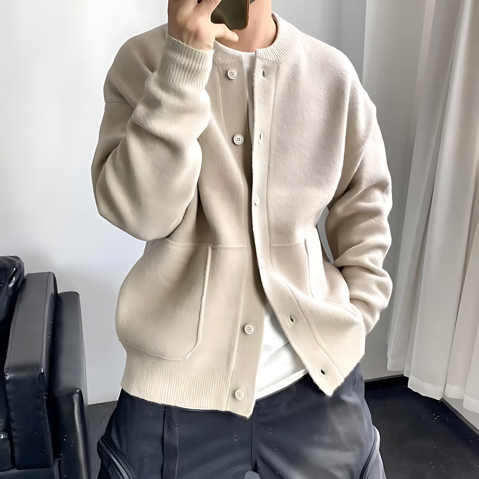 Estella – Crew Neck Button Up Knit Cardigan