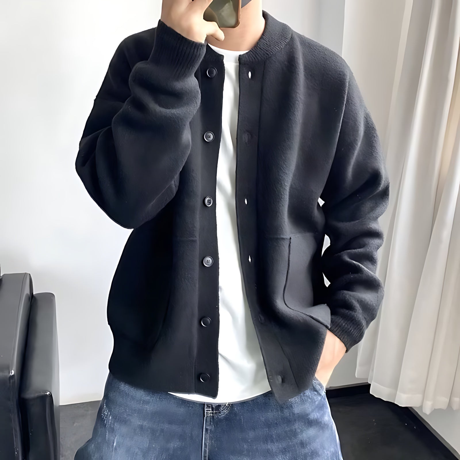 Estella – Crew Neck Button Up Knit Cardigan