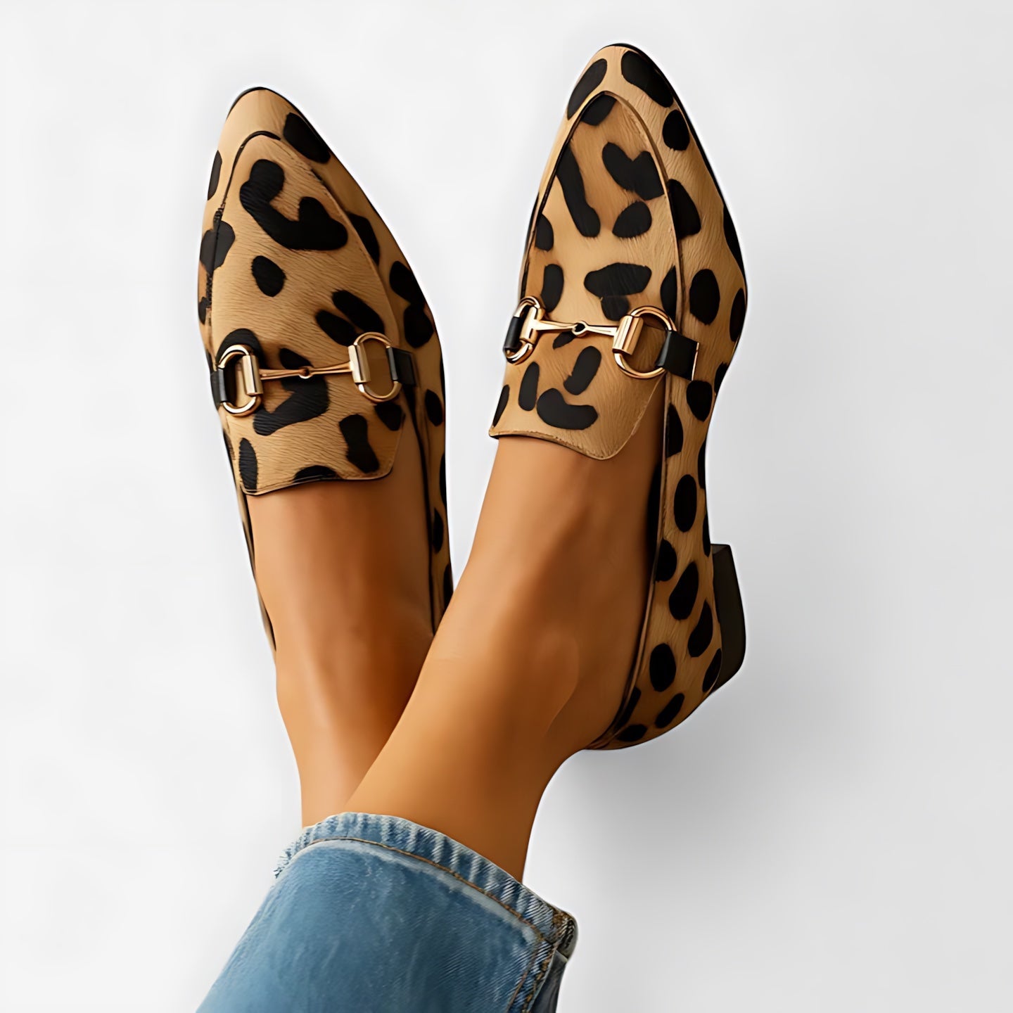Estella – Leopard Print Bow Pointed Toe Loafers