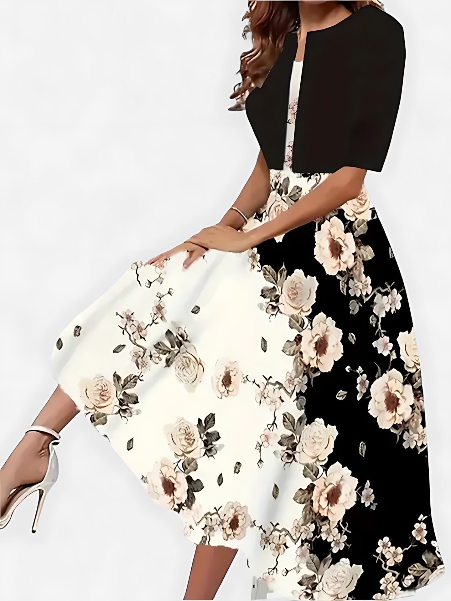 Esther – Floral Midi Dress And Jacket Set