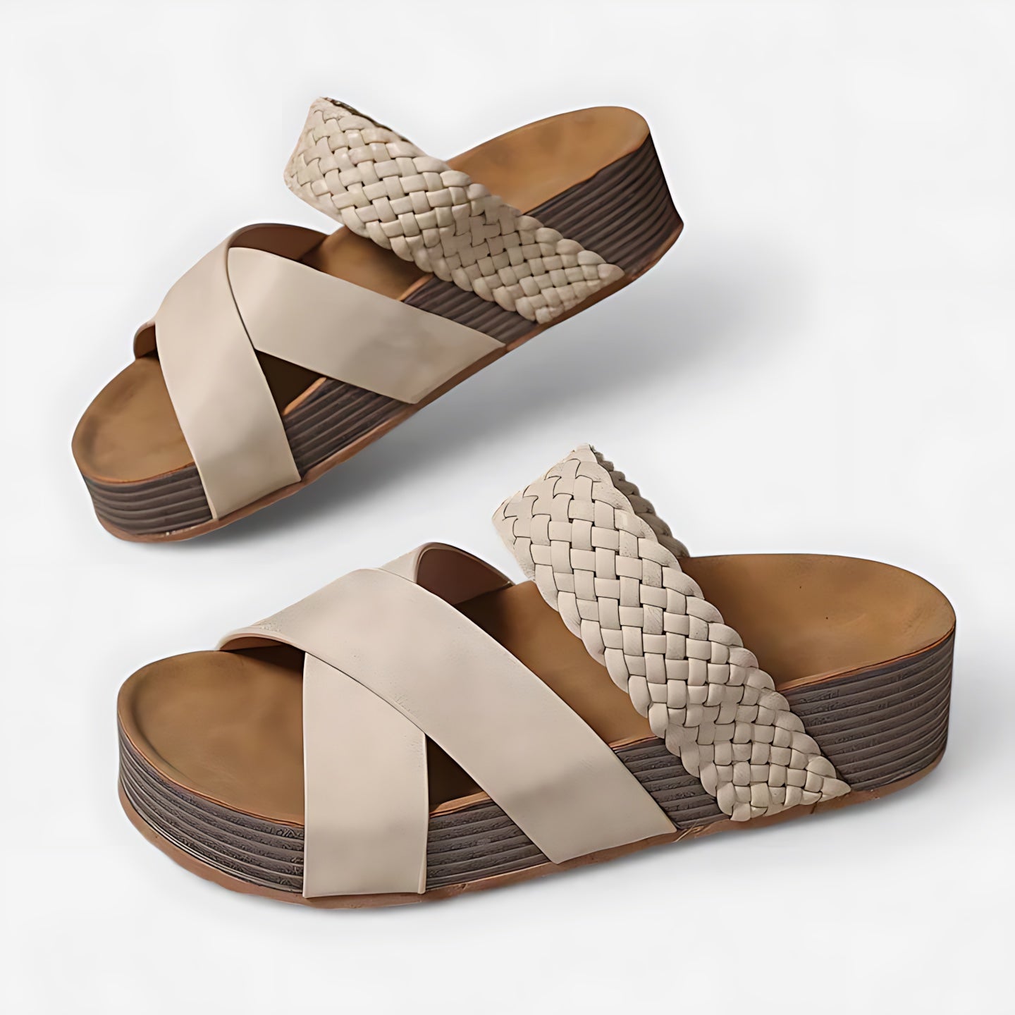 Eva – Cork Crisscross Slide Sandals