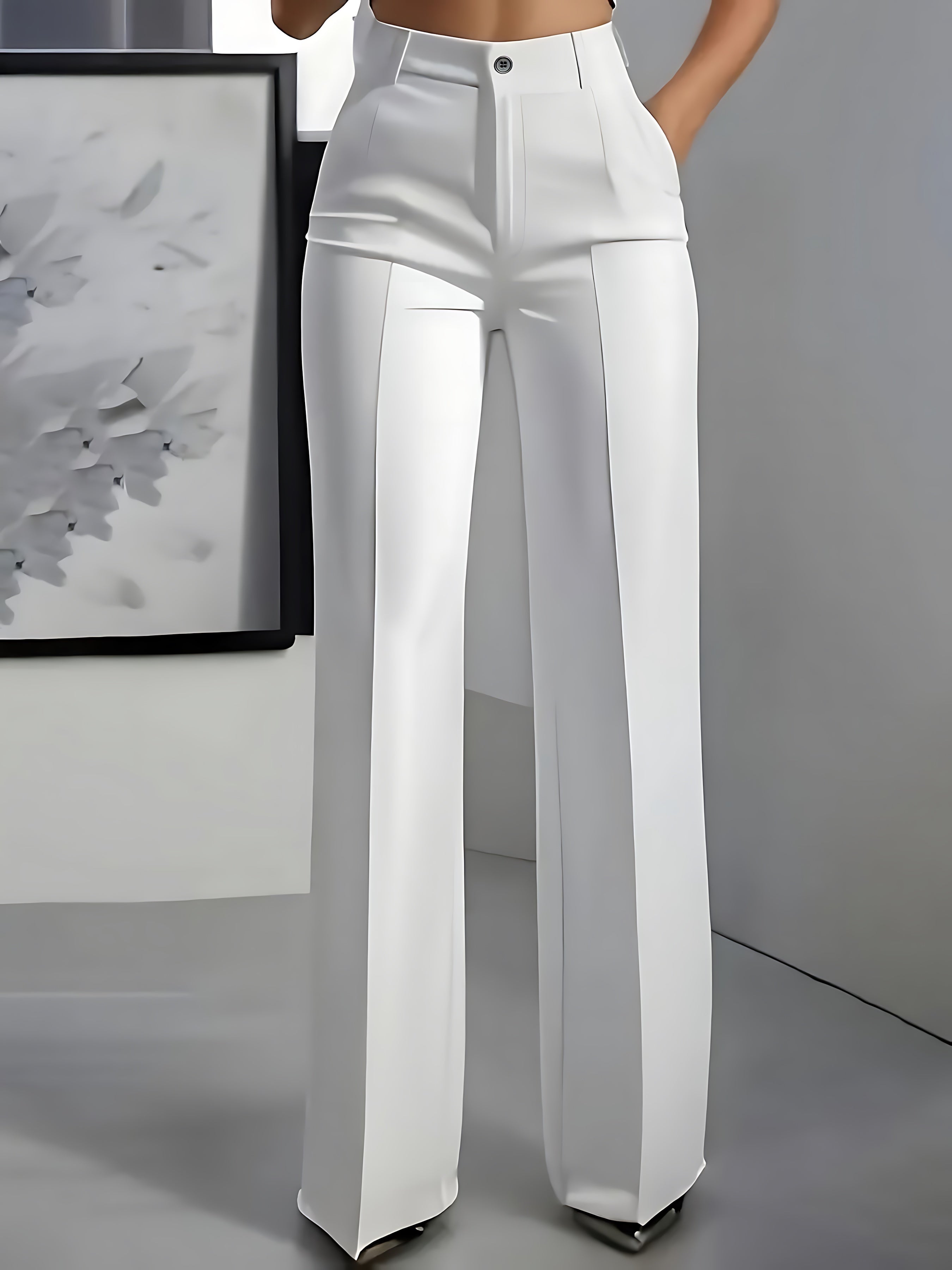 Eva – High Waist Pleated Straight Leg Pants