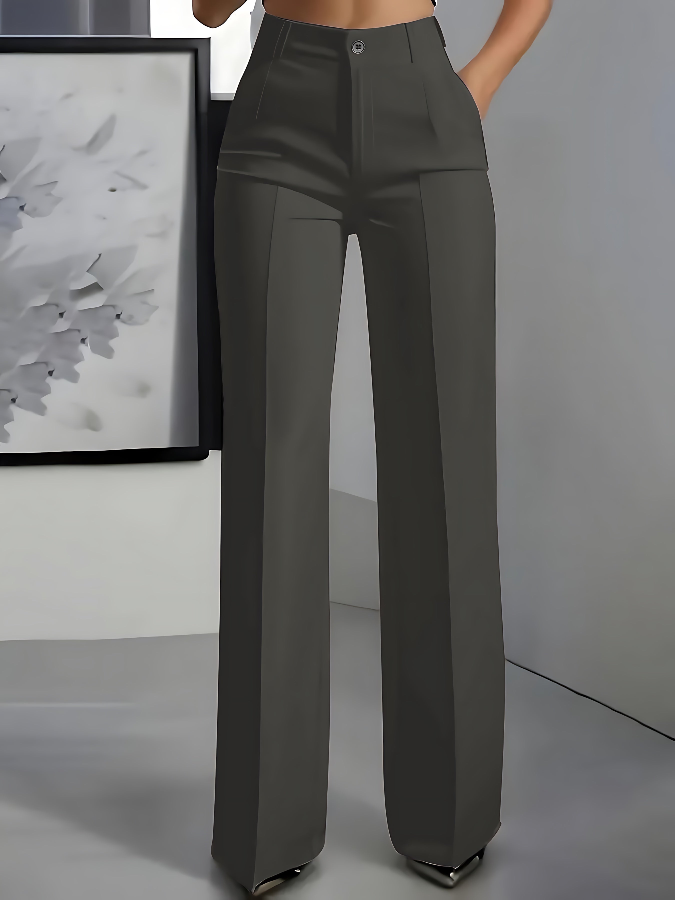 Eva – High Waist Pleated Straight Leg Pants