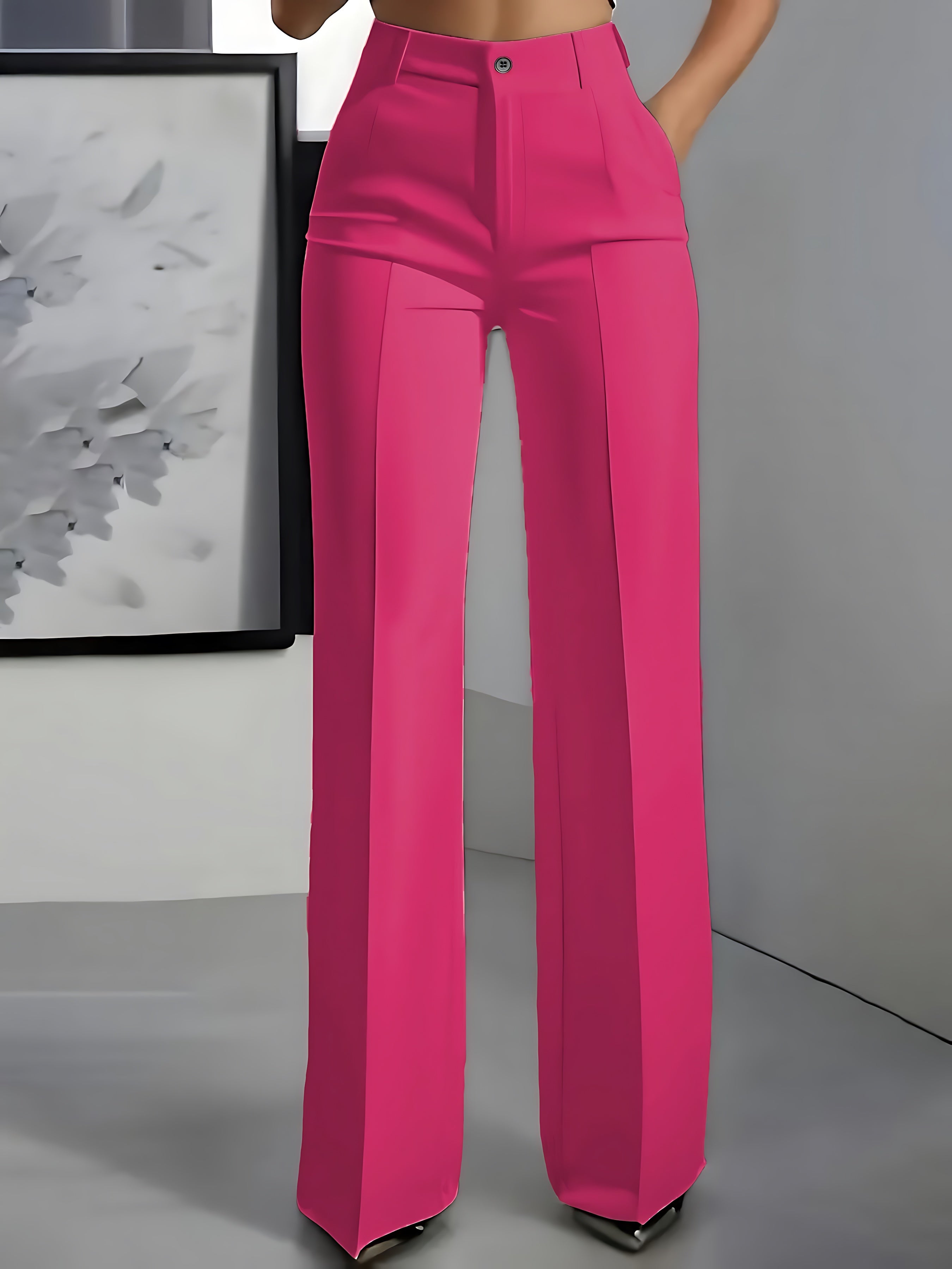 Eva – High Waist Pleated Straight Leg Pants