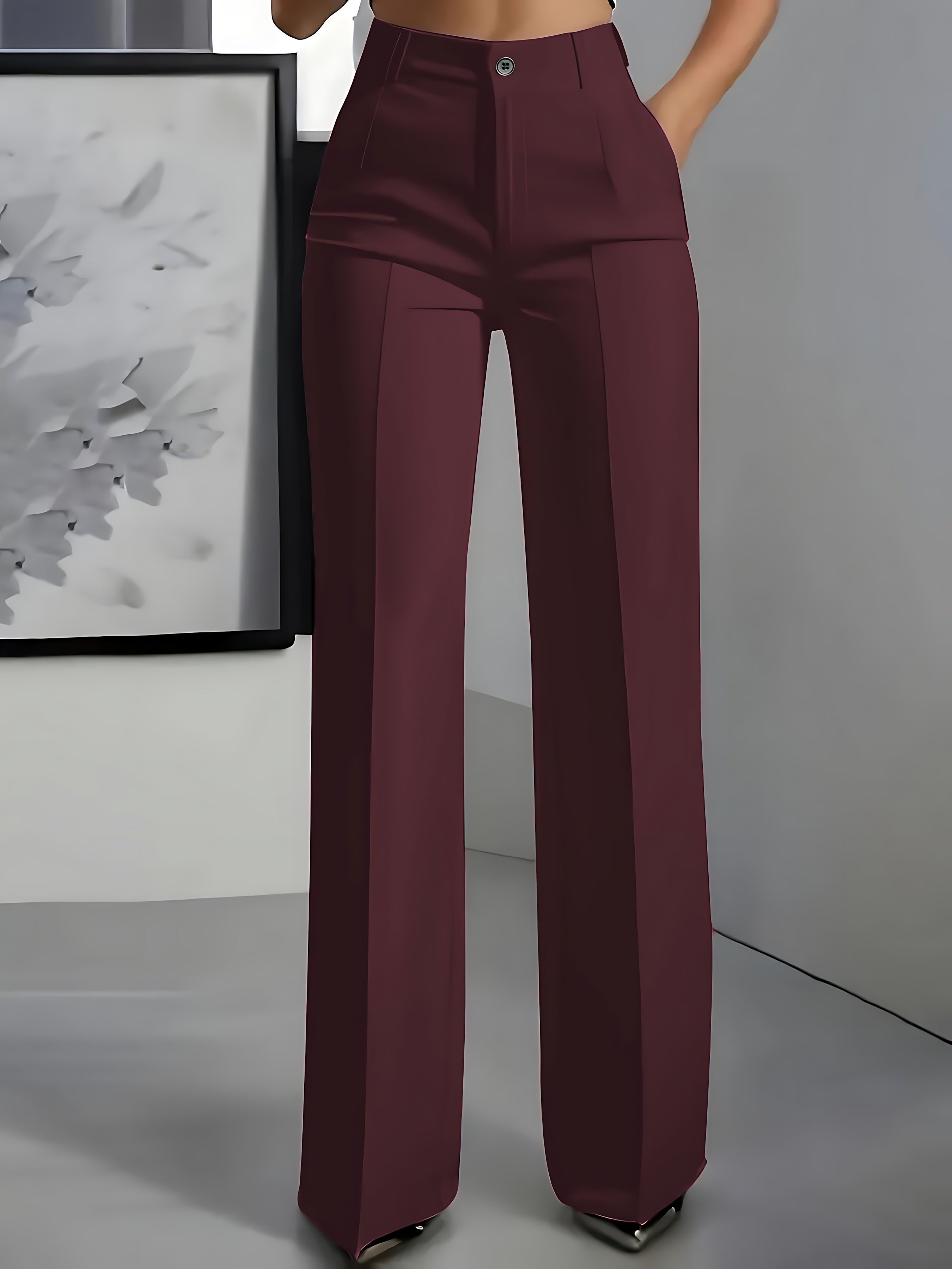 Eva – High Waist Pleated Straight Leg Pants
