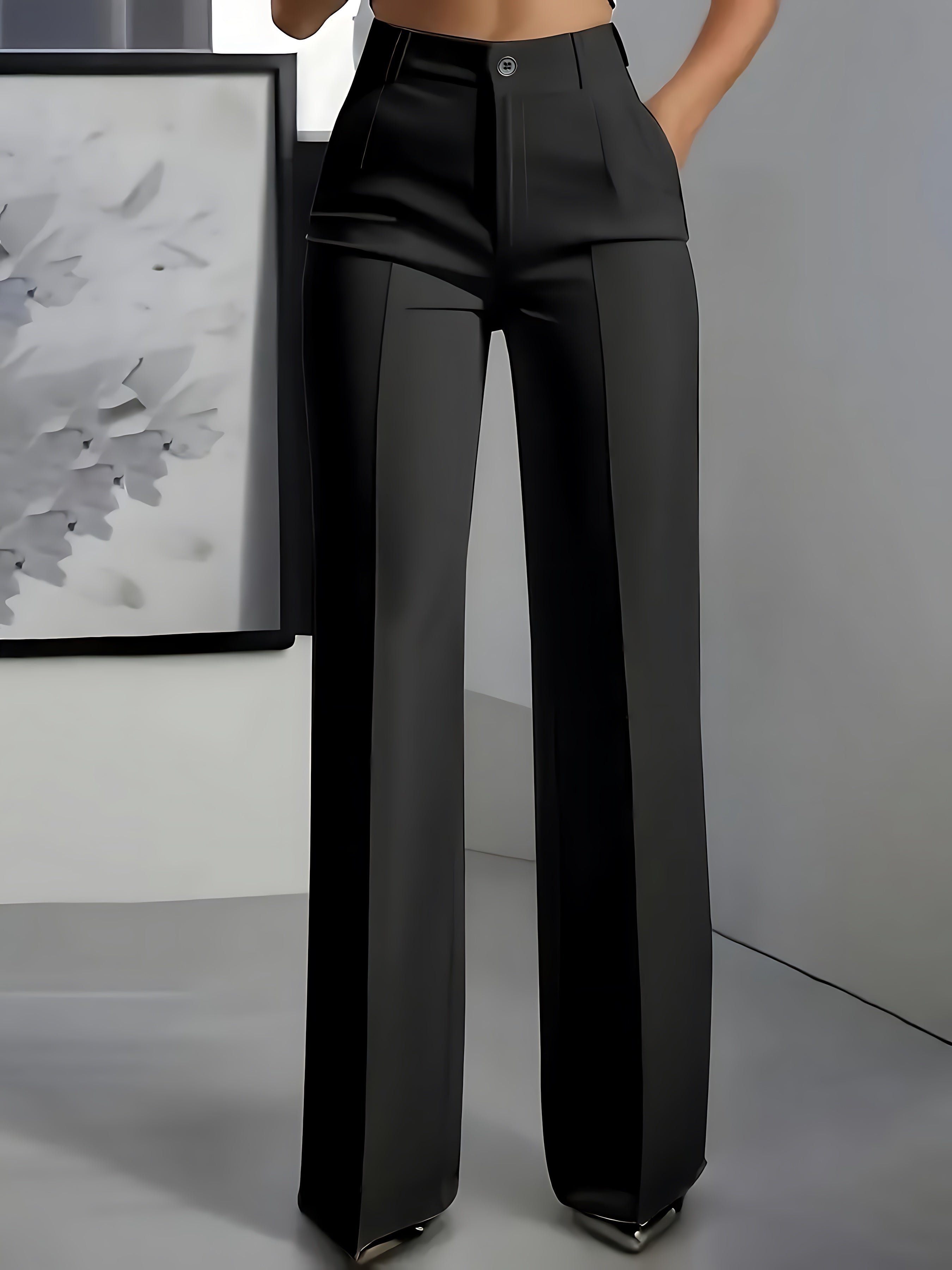 Eva – High Waist Pleated Straight Leg Pants