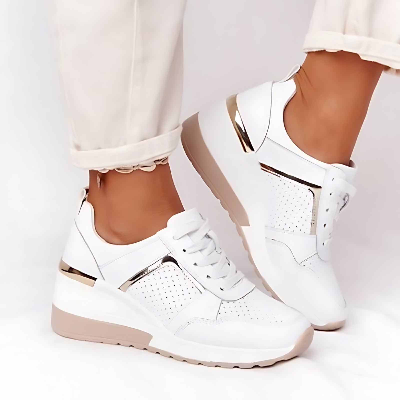 Eva – Lace Up Hidden Wedge Walking Sneakers