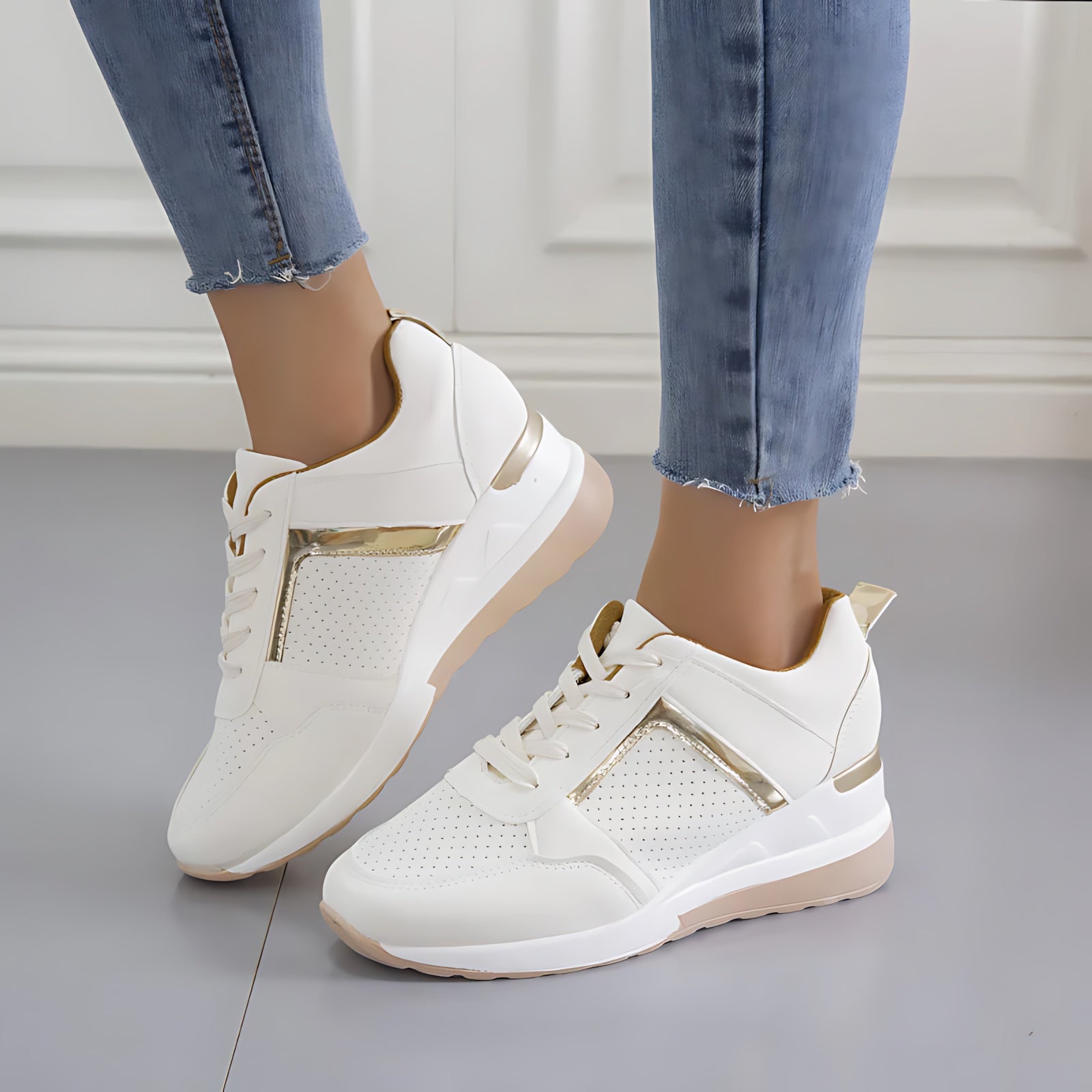 Eva – Lace Up Hidden Wedge Walking Sneakers