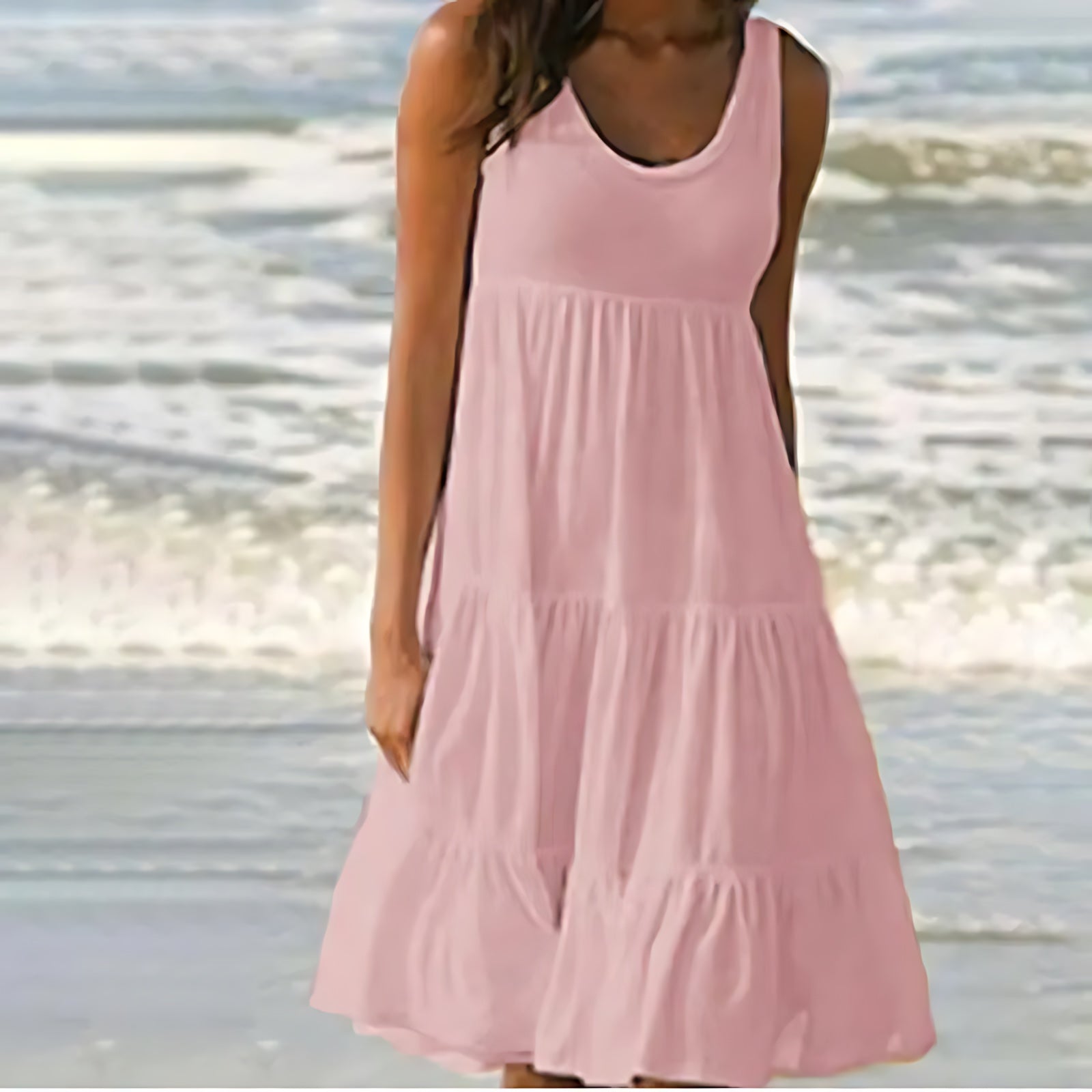 Eva – Scoop Neck Tiered Summer Mini Dress