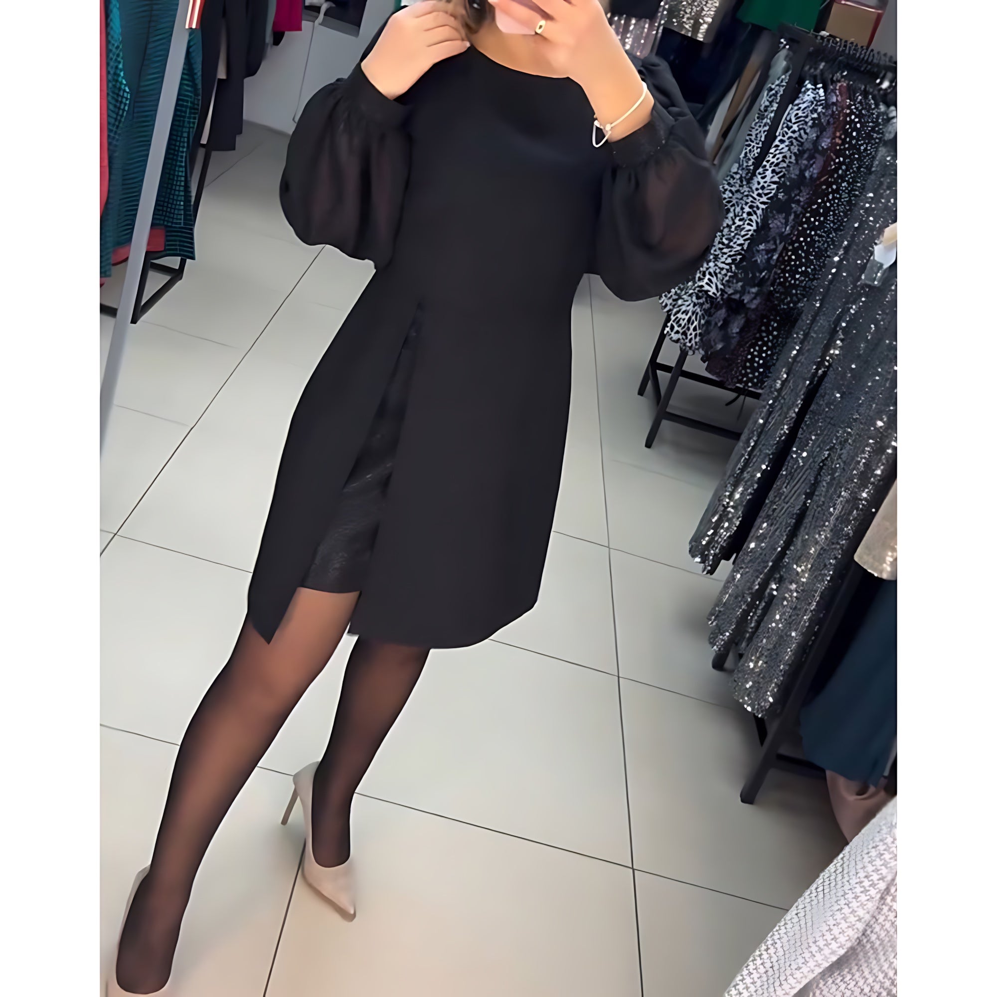 Evelyn – Balloon Sleeve A Line Mini Dress