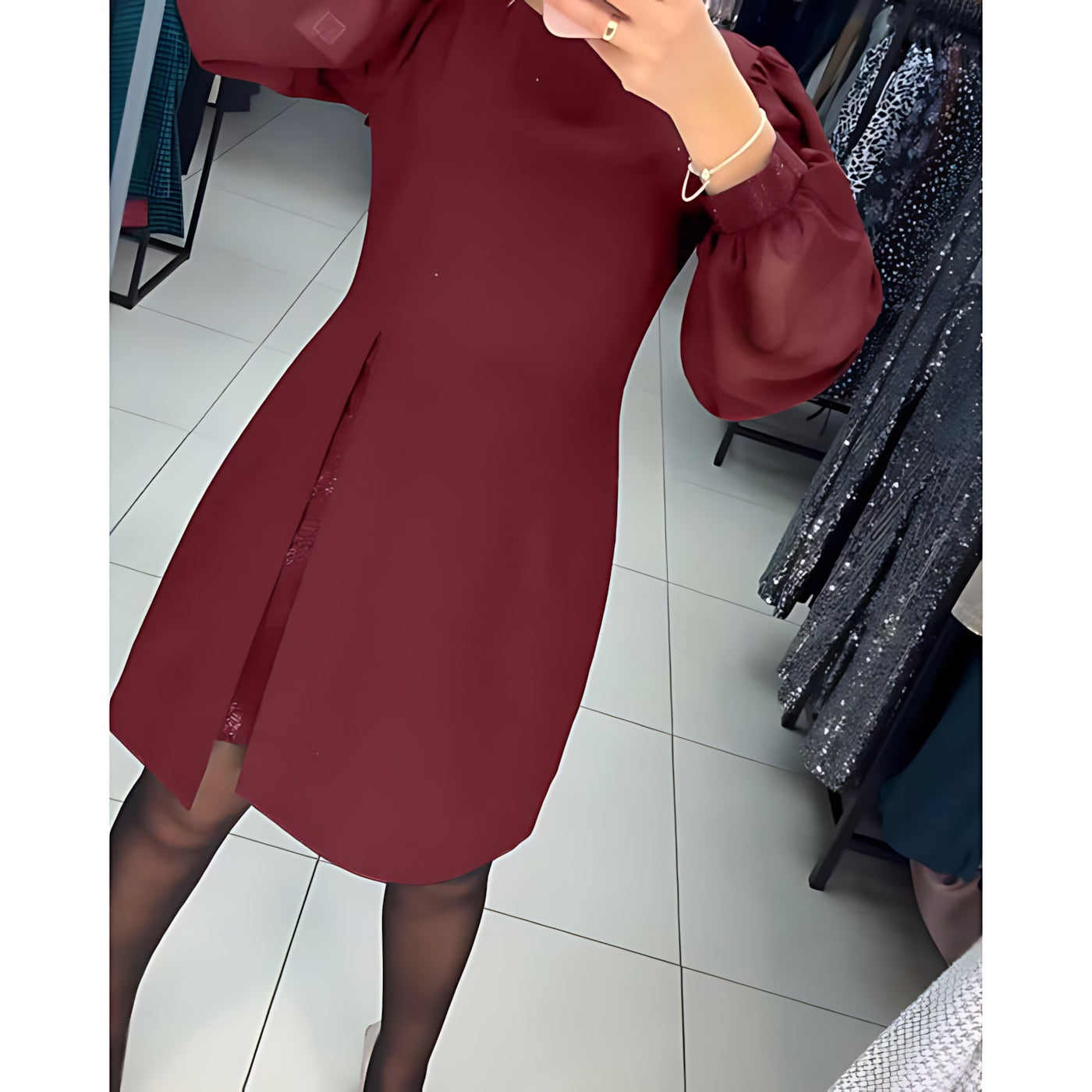 Evelyn – Balloon Sleeve A Line Mini Dress