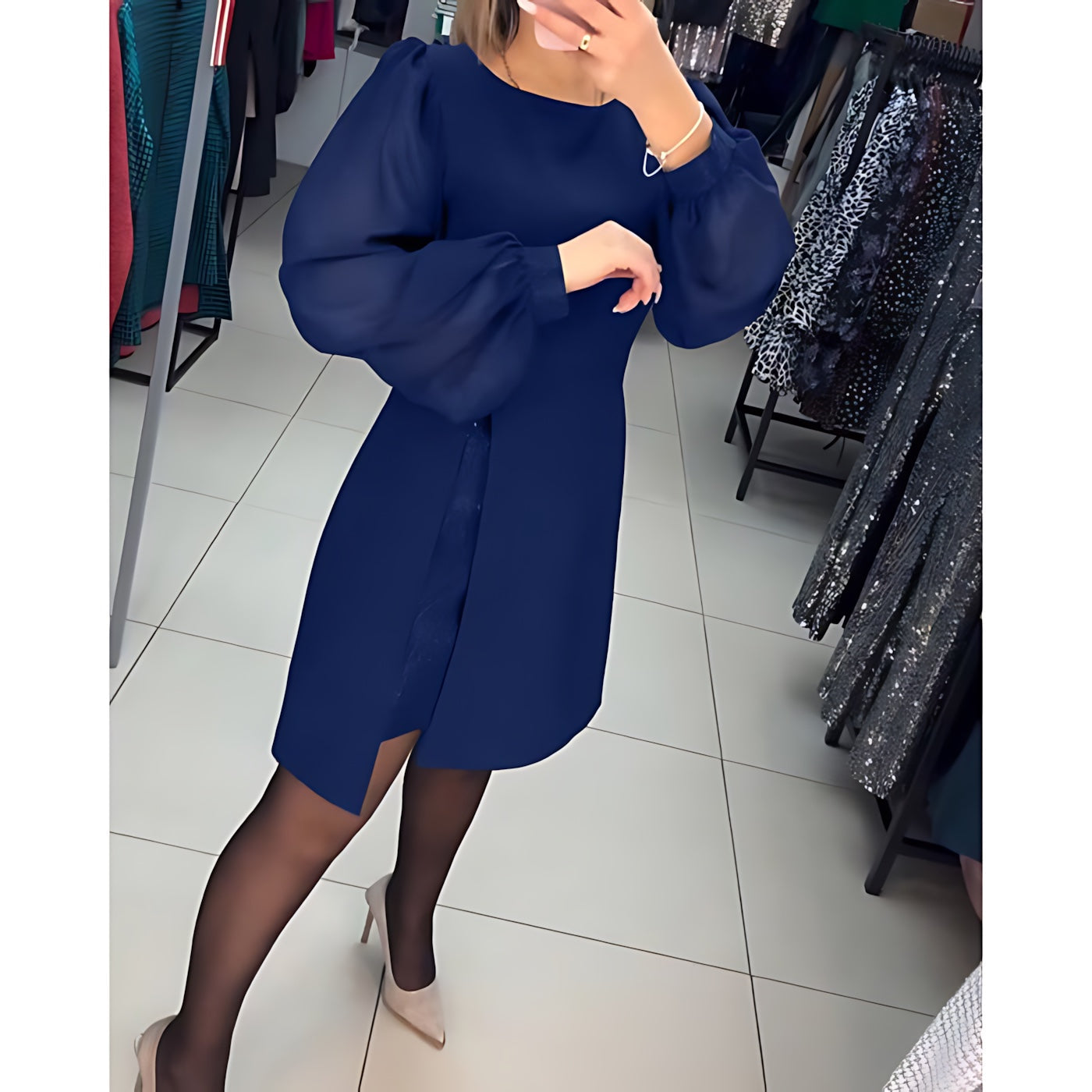 Evelyn – Balloon Sleeve A Line Mini Dress