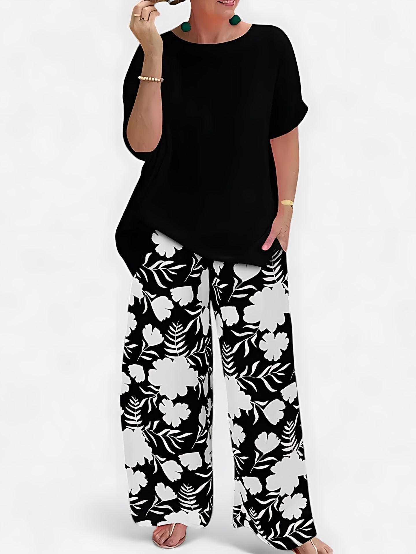 Faith – Floral Wide Leg Pants And Top Set