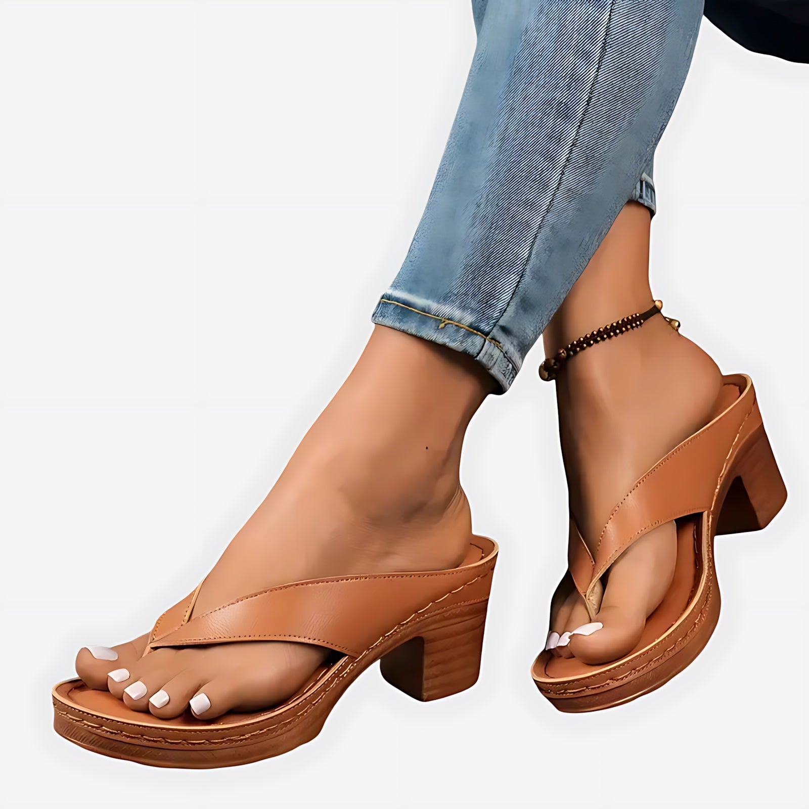 Faith – Metallic Thong Ankle Strap Sandals