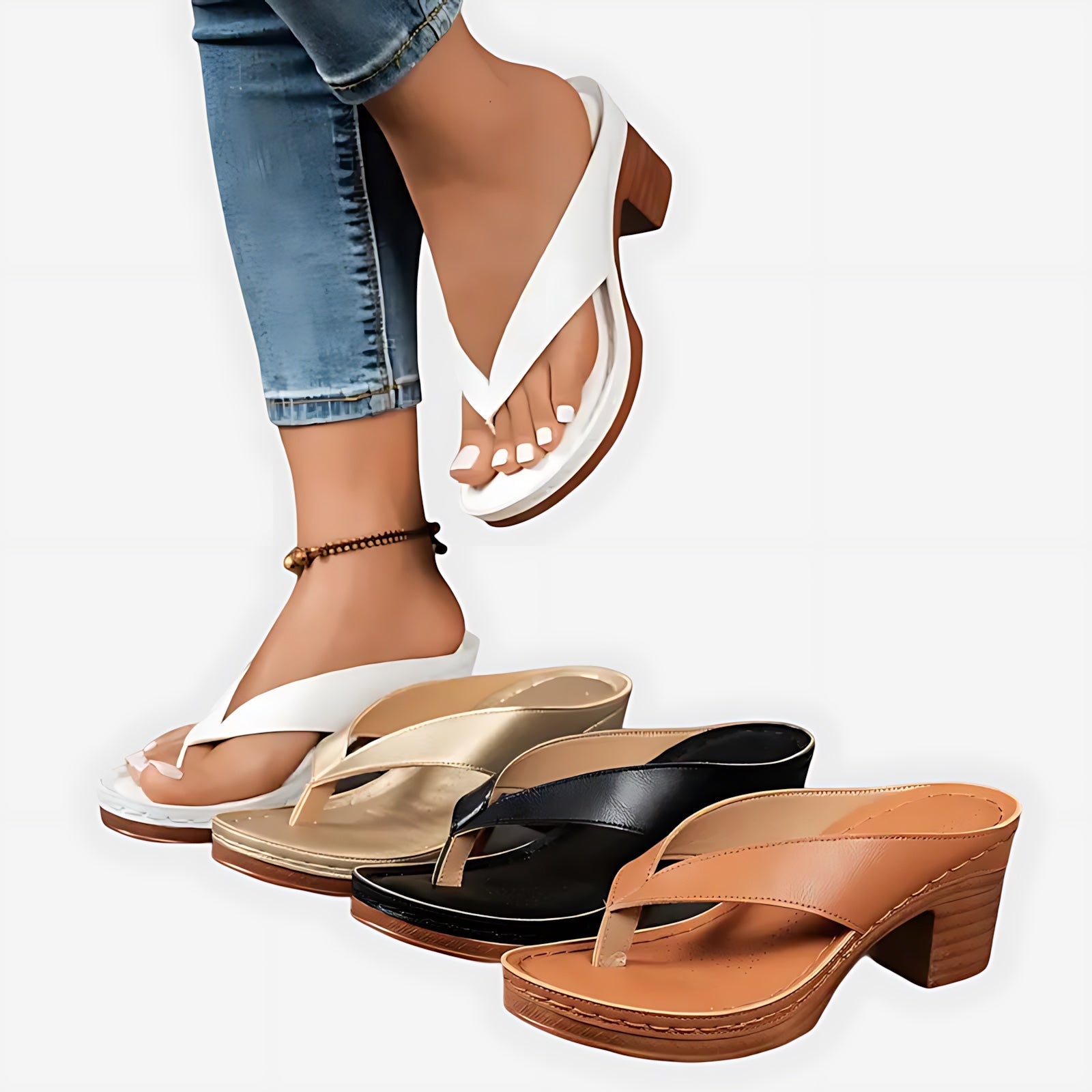 Faith – Metallic Thong Ankle Strap Sandals