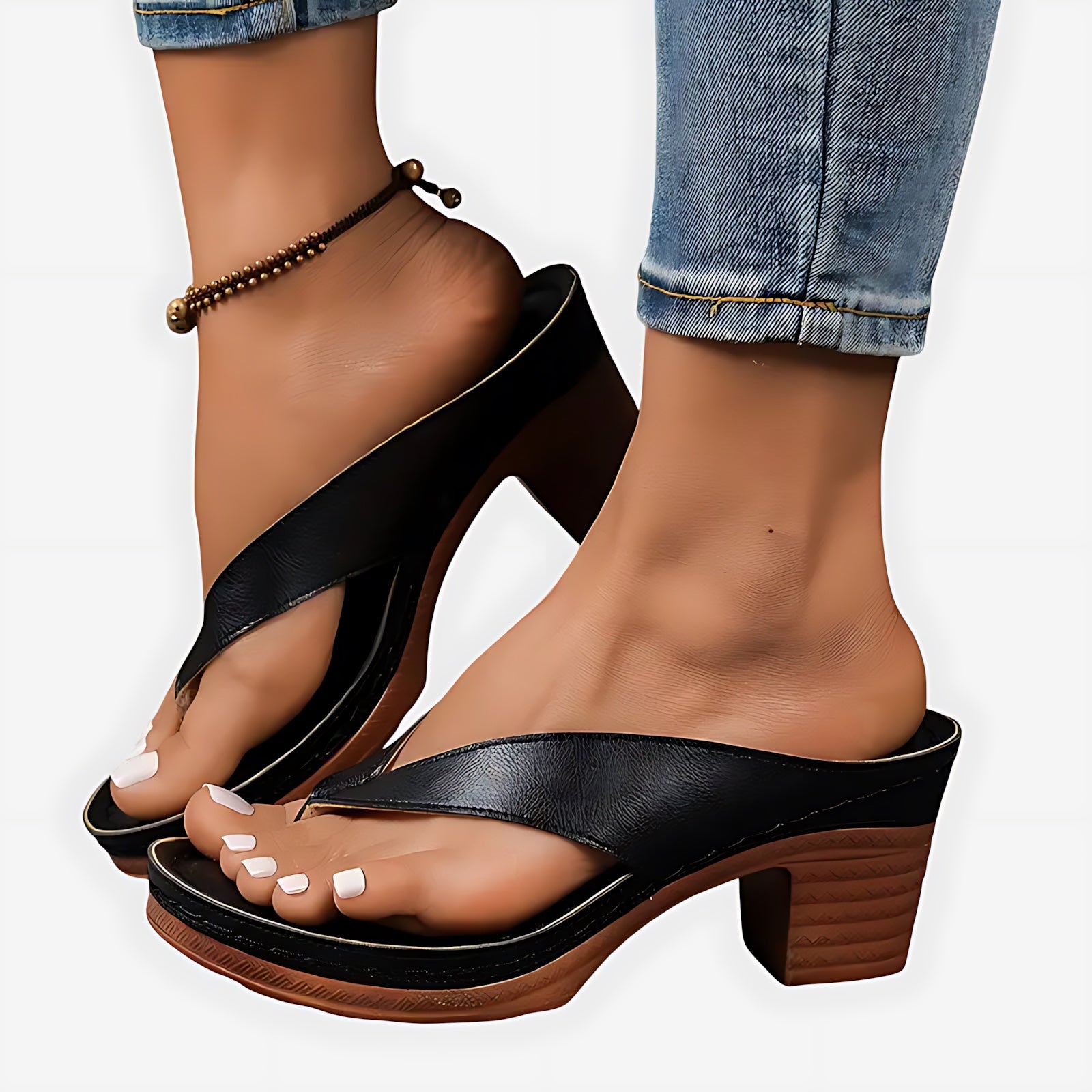 Faith – Metallic Thong Ankle Strap Sandals