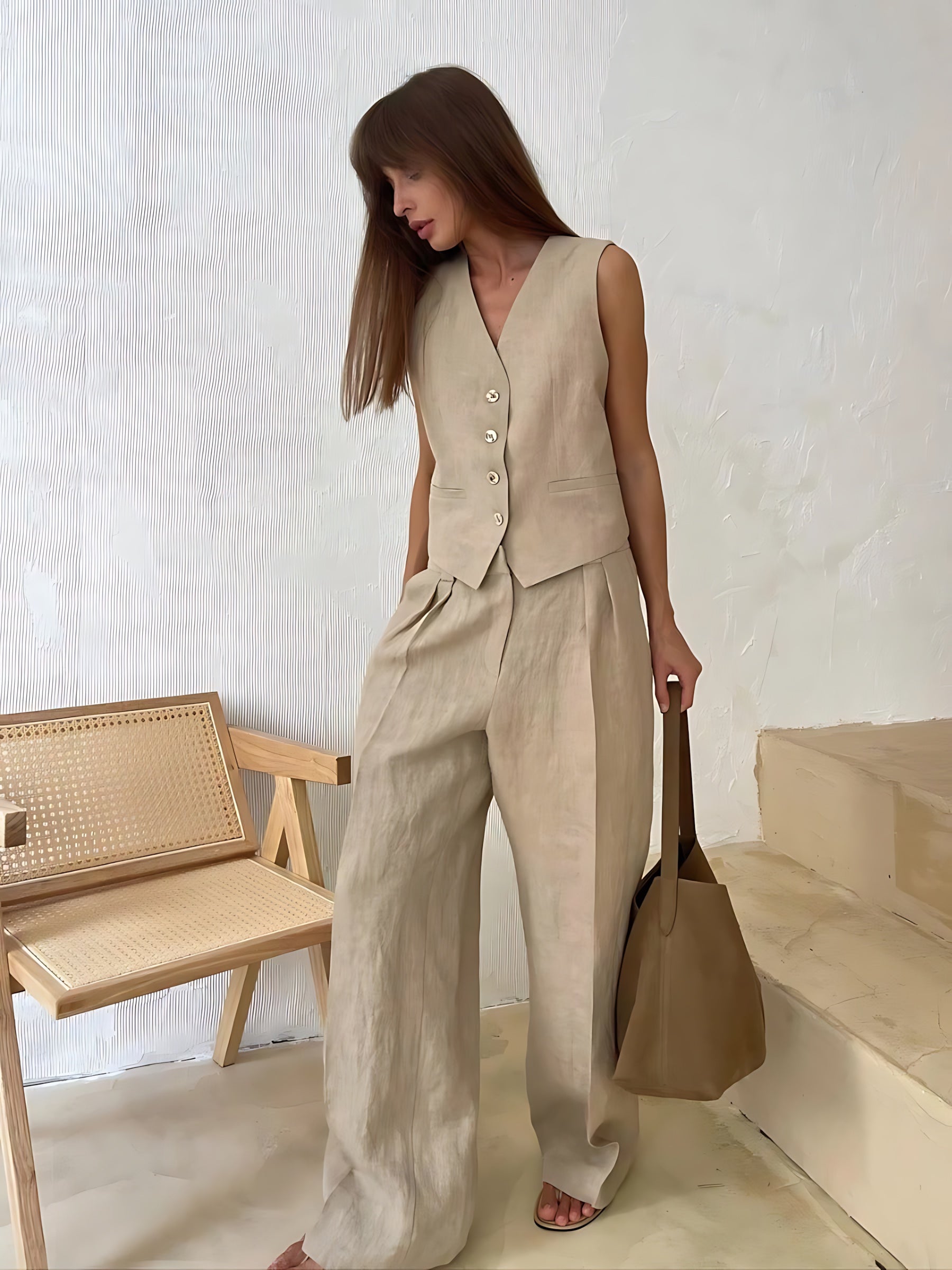 Faith – Tailored Vest and Wide Leg Pants Set