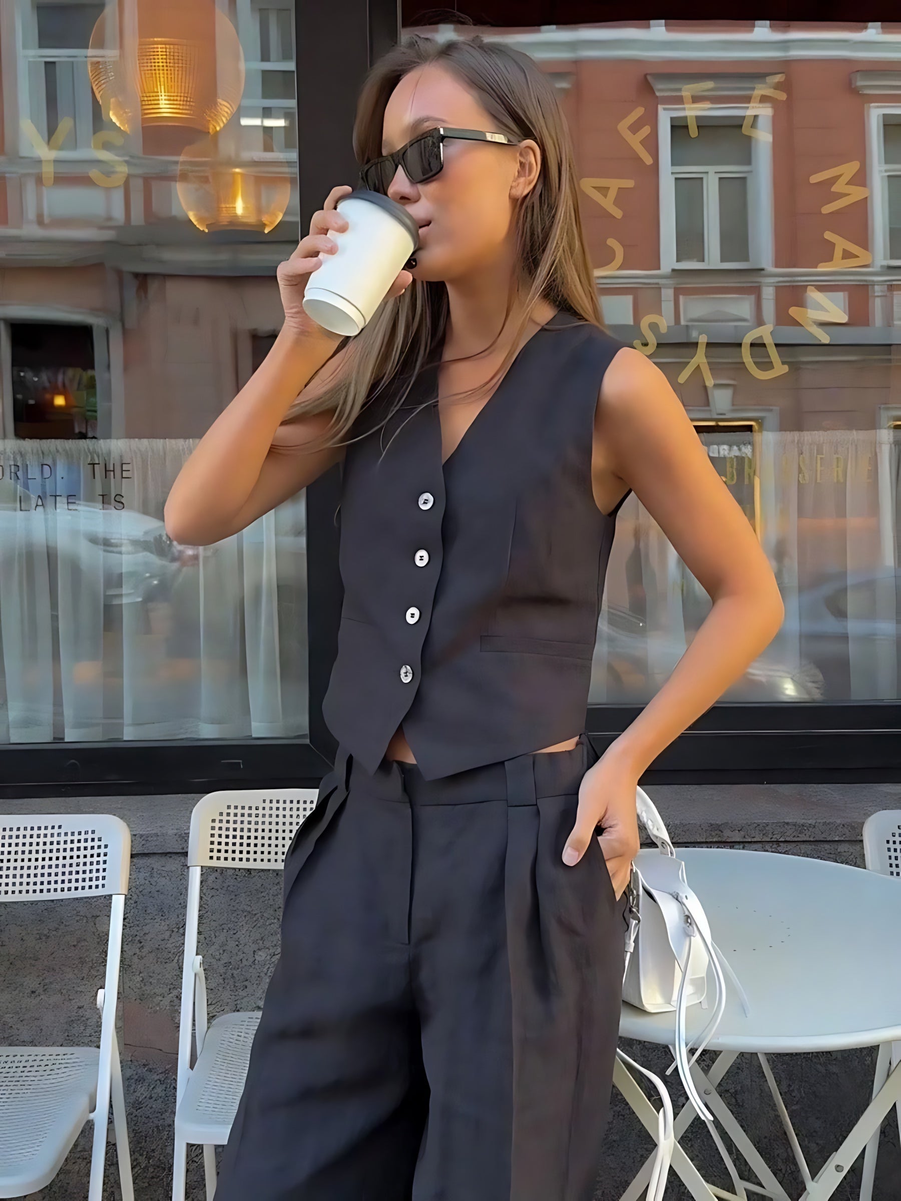Faith – Tailored Vest and Wide Leg Pants Set