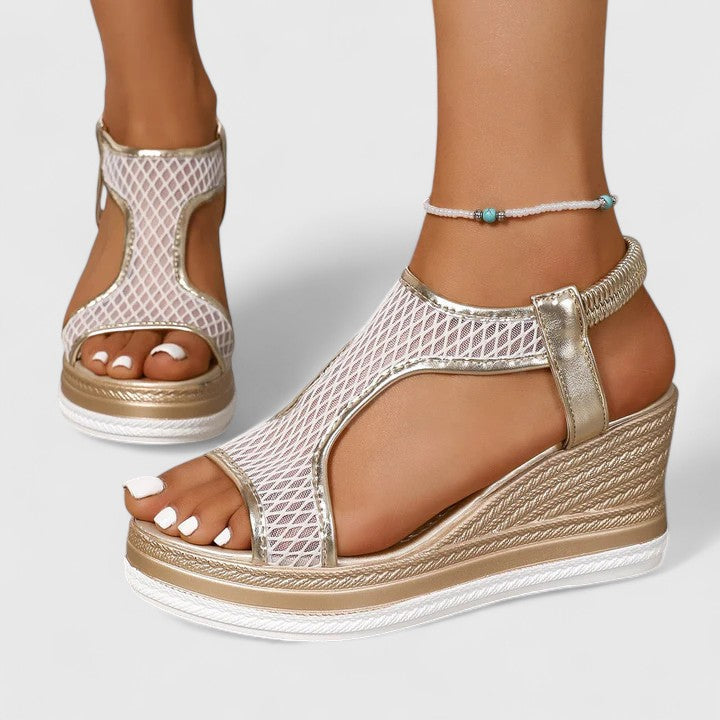 Genesis – Woven Ankle Strap Platform Wedge Sandals