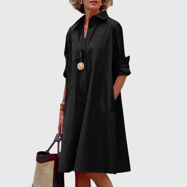 Hannah – Collared A Line Shirt Dress