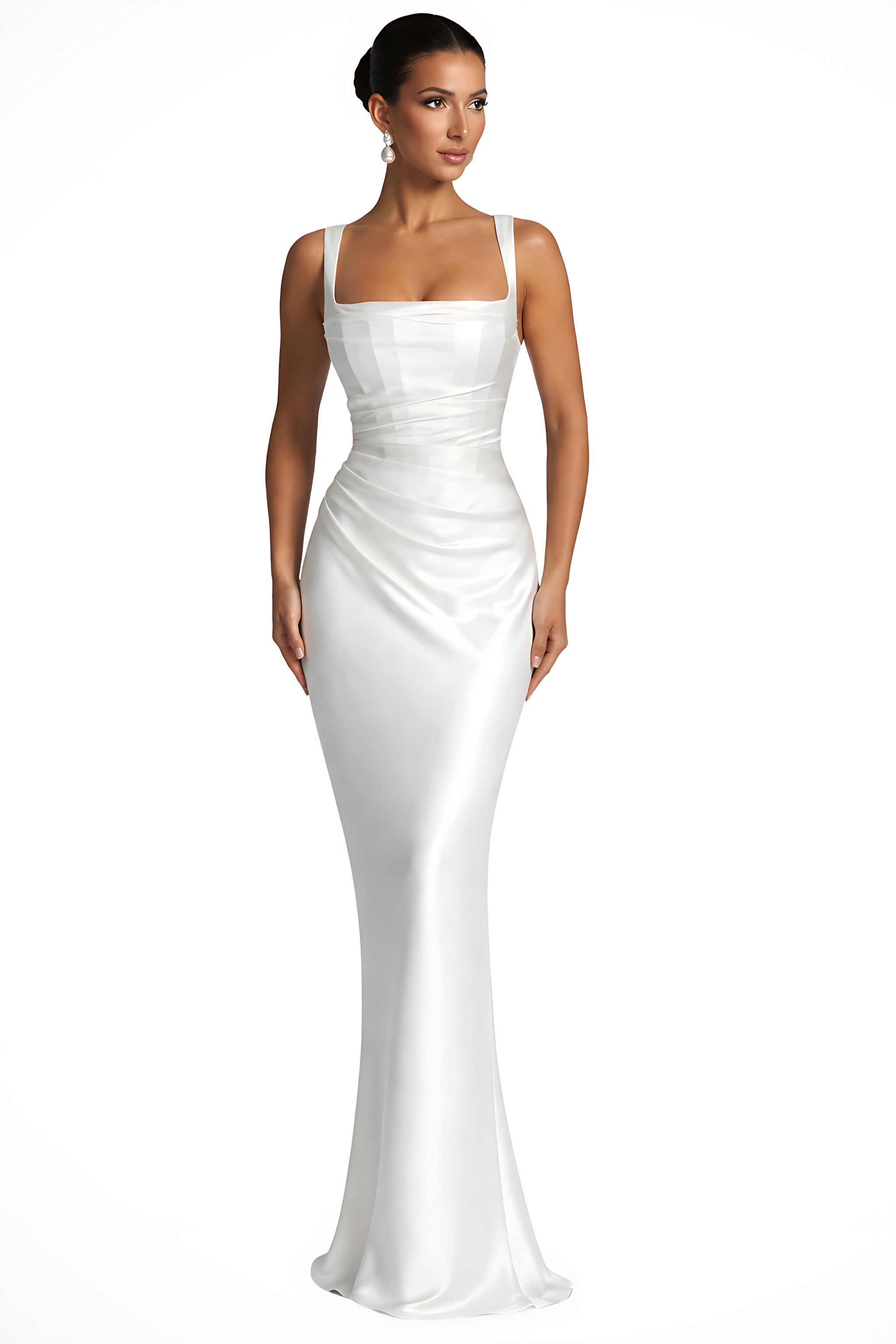 Felicity – Square Neck Draped Evening Maxi Dress