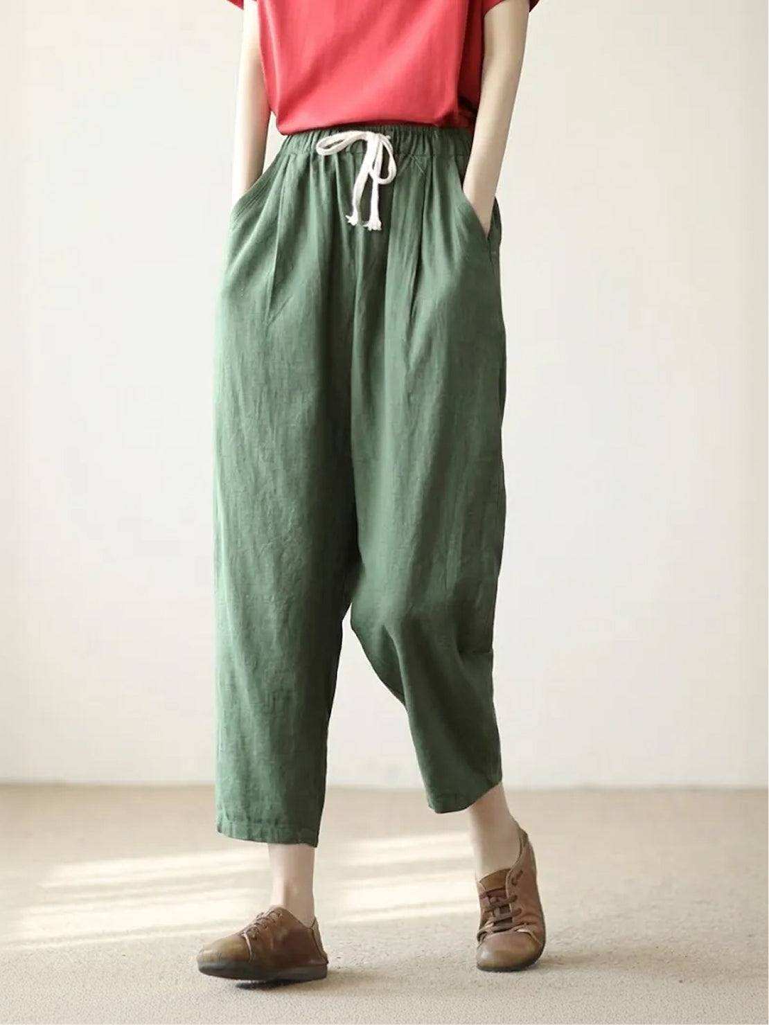 Ottoline – Elastic Waist Cropped Tapered Pants