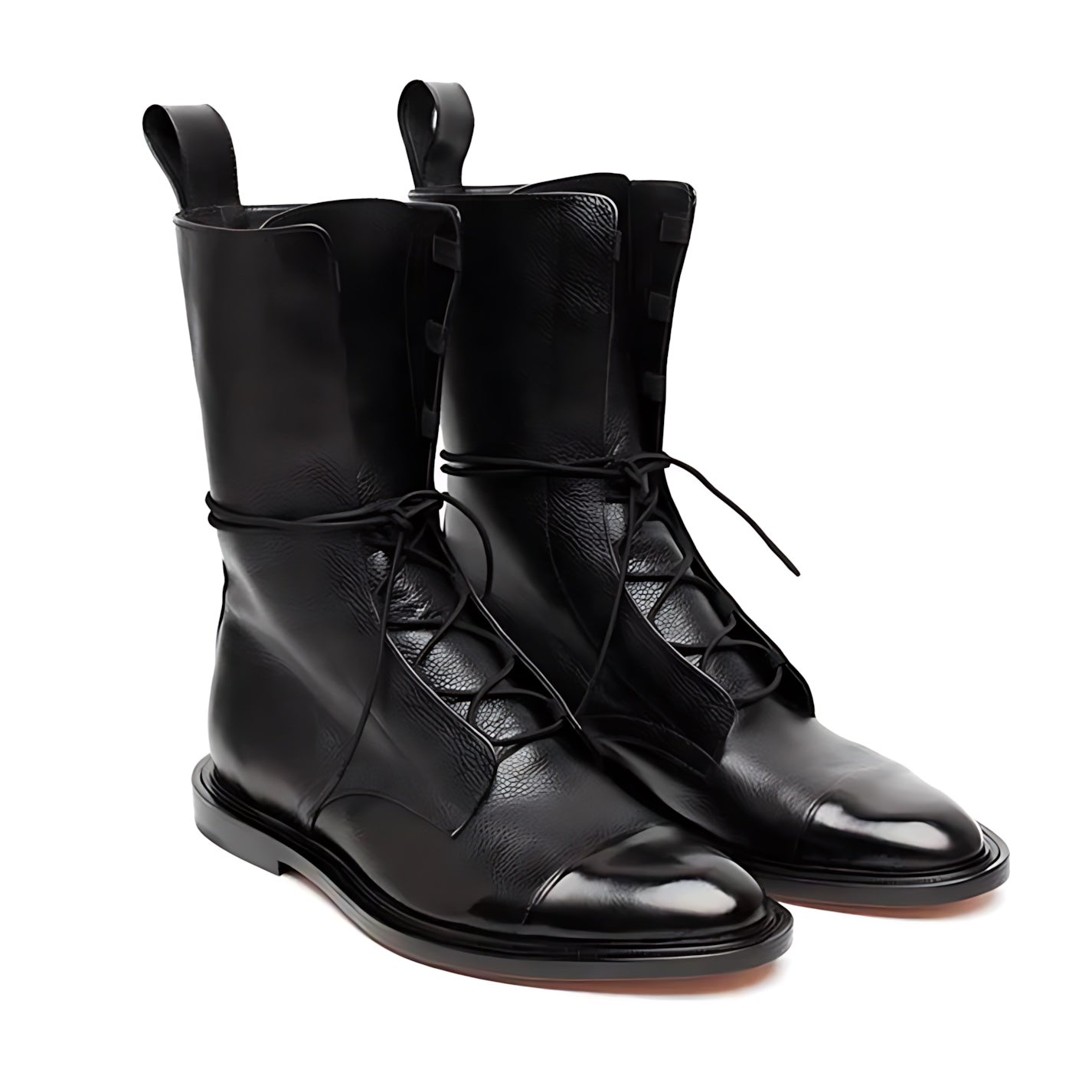 Fiona – Patent Leather Pointed Toe Lace Up Boots