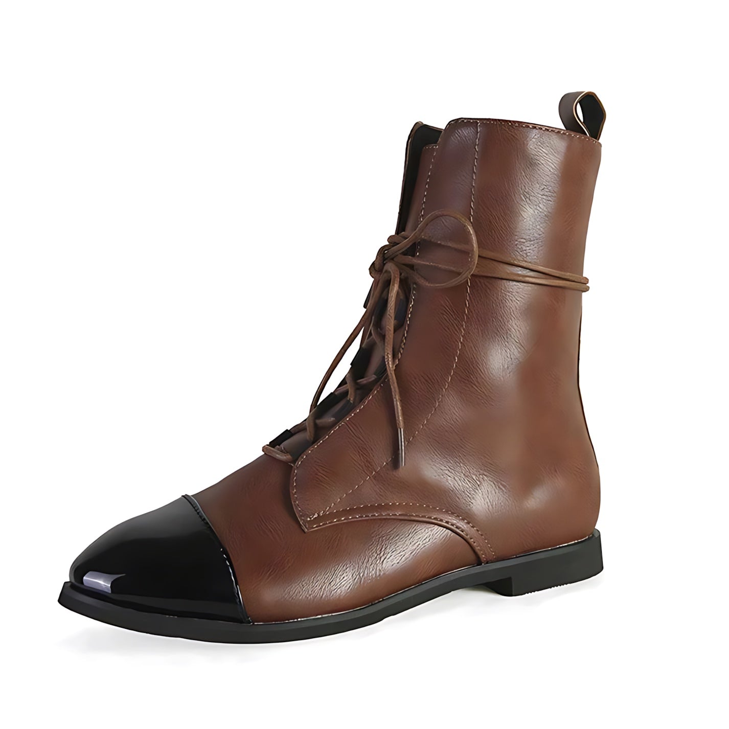 Fiona – Patent Leather Pointed Toe Lace Up Boots