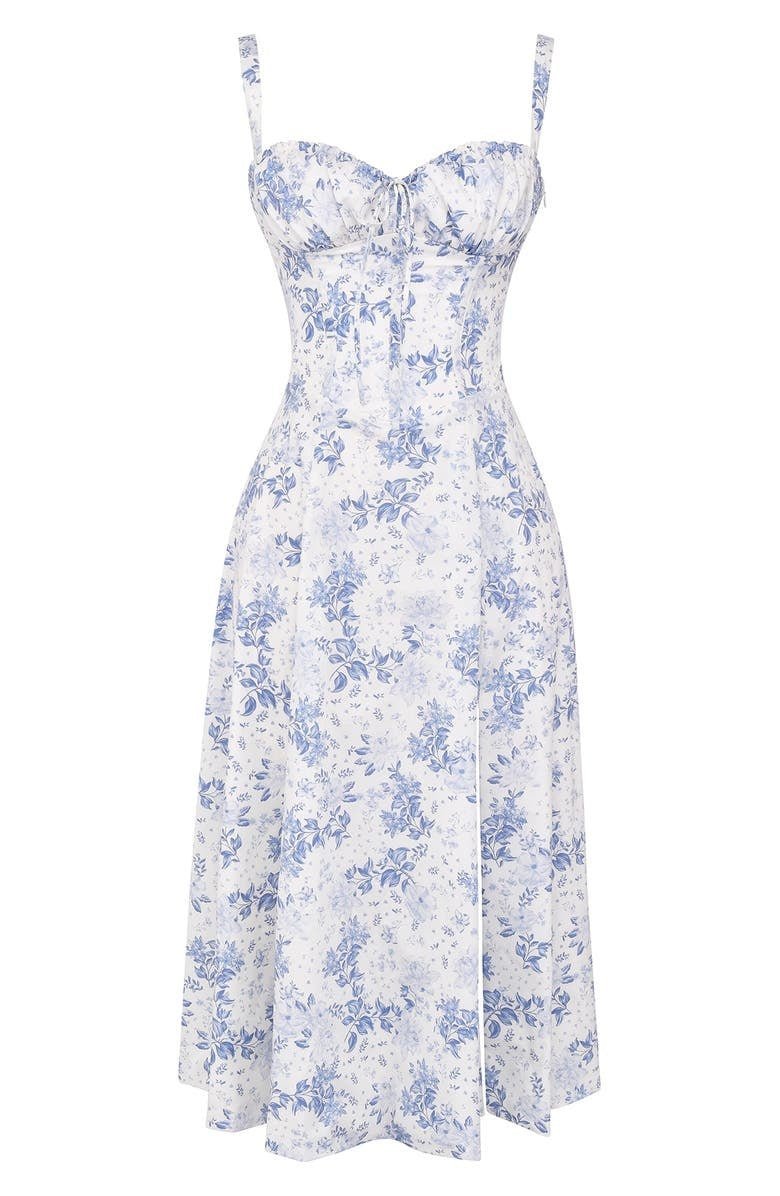 Romilly – Floral Corset Sweetheart Cocktail Midi Dress