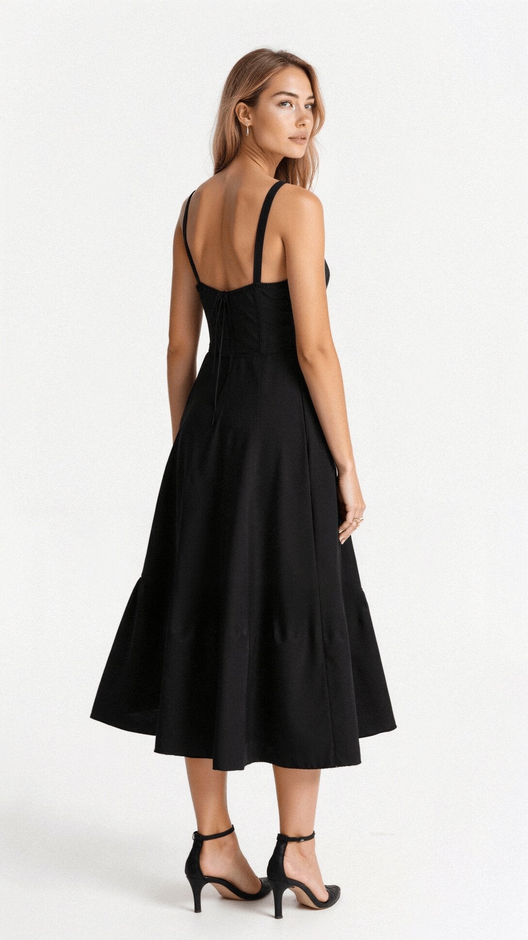 Amber – Floral Corset Sweetheart Cocktail Midi Dress