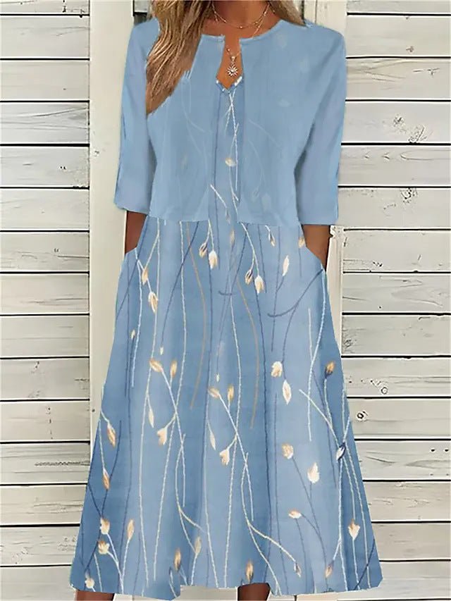 Sofia – Floral Print Swing A Line Midi Dress
