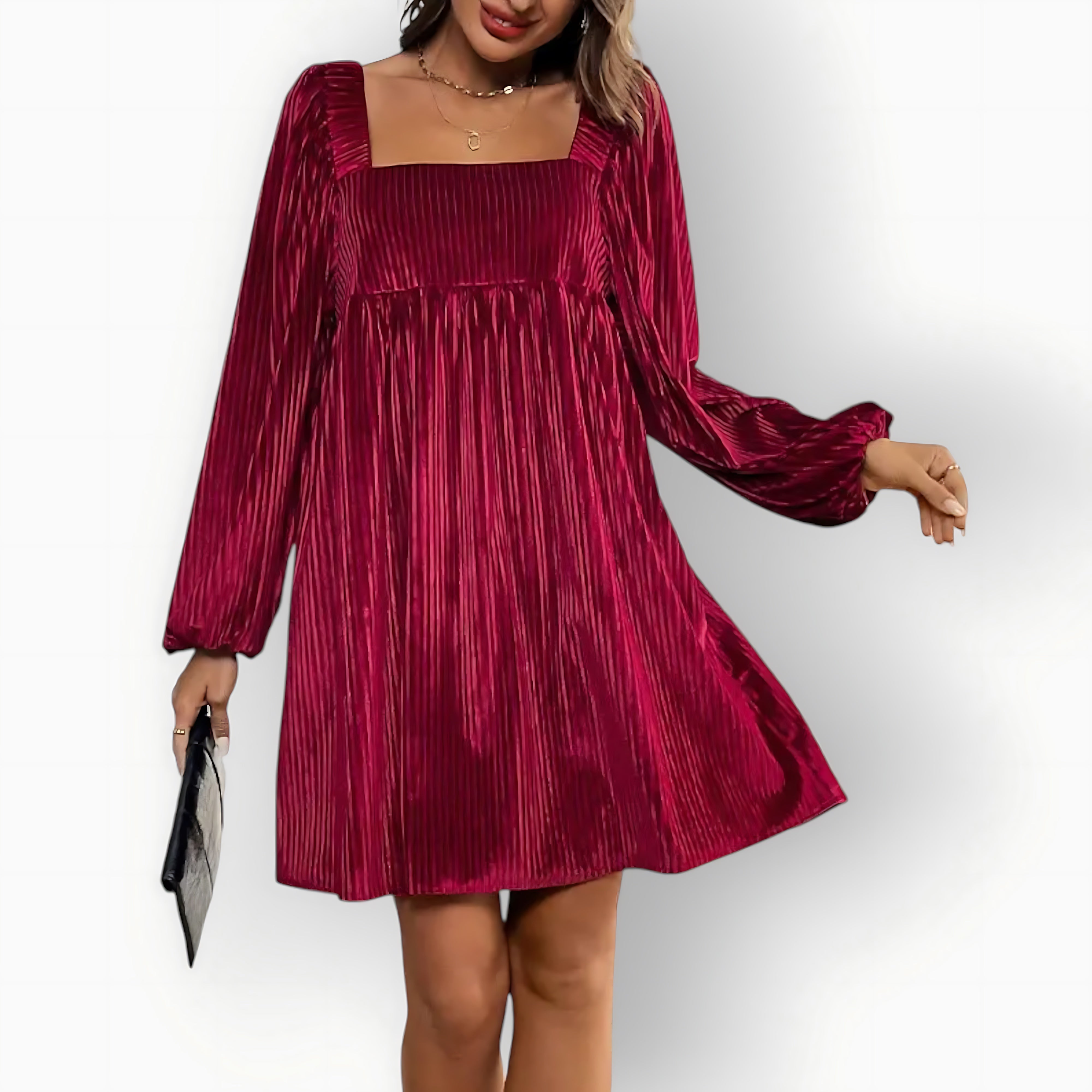 Florence – Velvet Puff Sleeve Babydoll Party Mini Dress