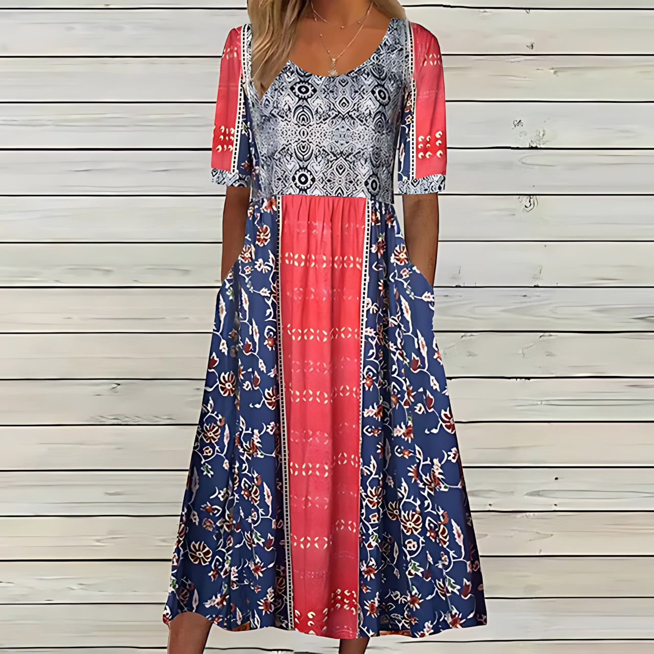 Frances – Boho Print Smocked Tiered Maxi Dress