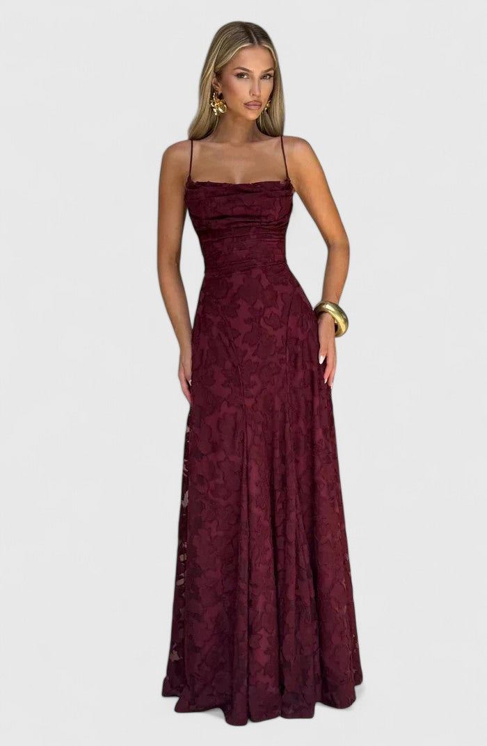 Sophia – Lace A-Line Evening Maxi Dress
