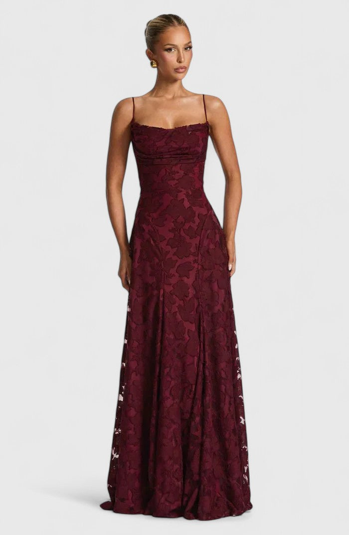 Sophia – Lace A-Line Evening Maxi Dress