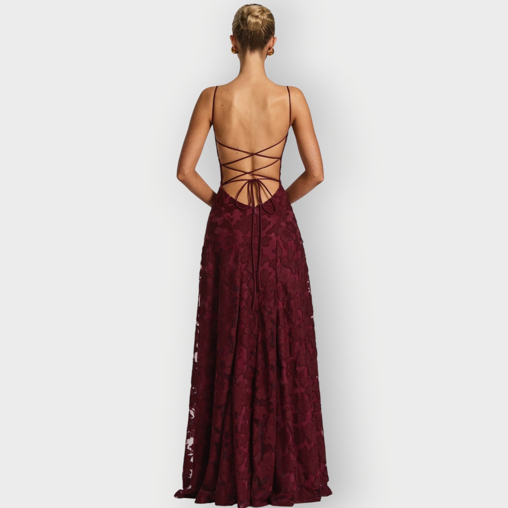 Lucia – Floral Applique A-Line Evening Maxi Dress