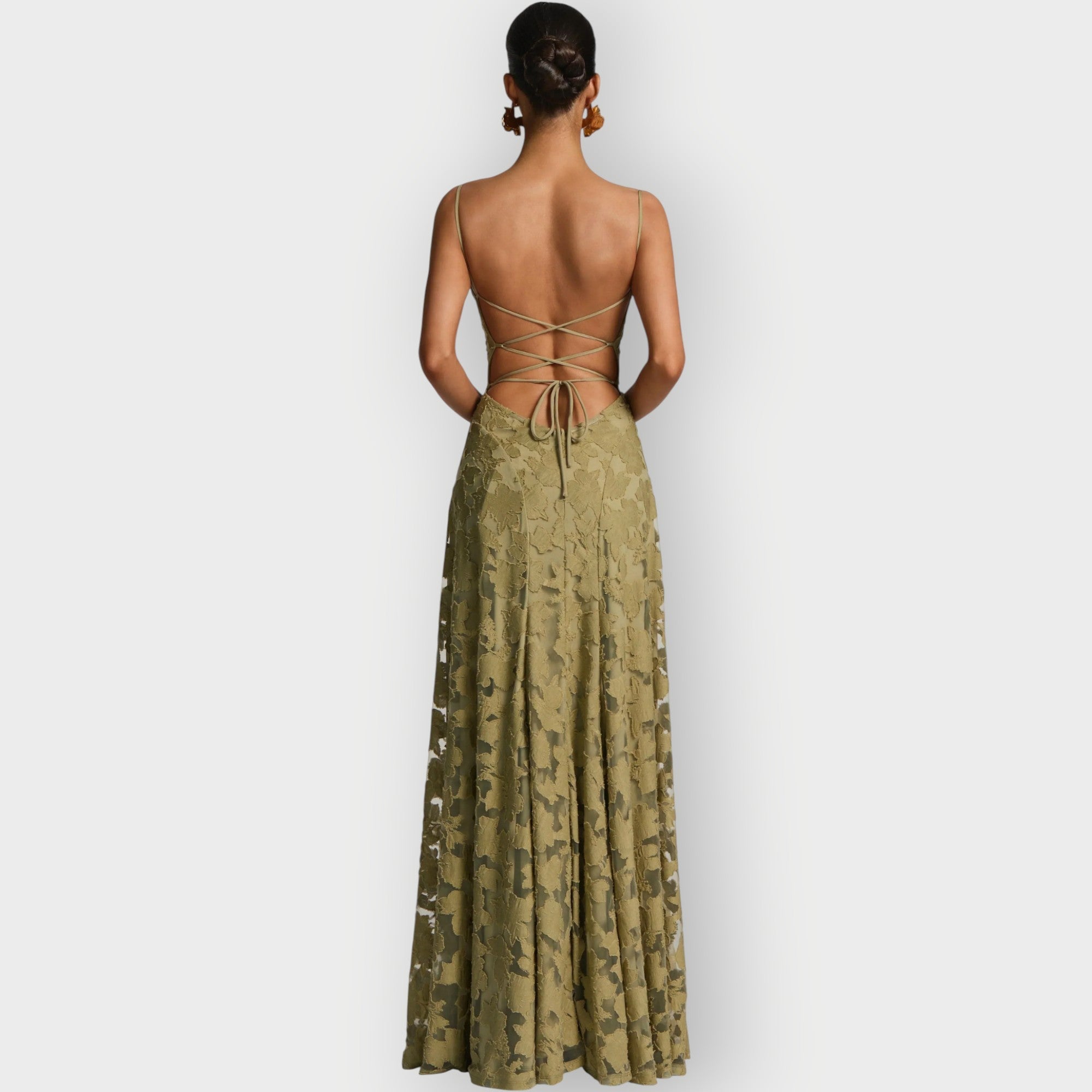 Lucia – Floral Applique A-Line Evening Maxi Dress