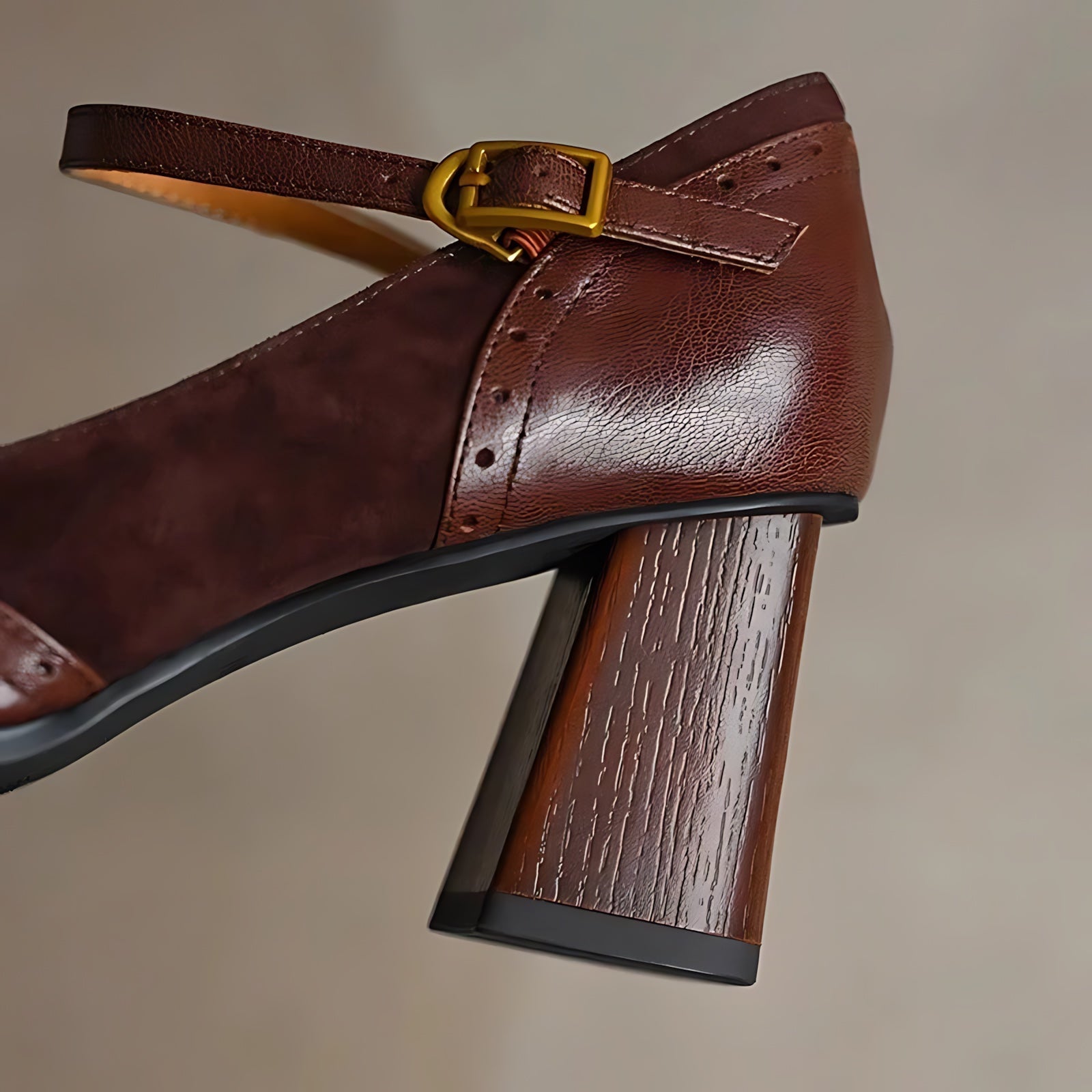 Freya – Brogue Mary Jane Block Heel Pumps