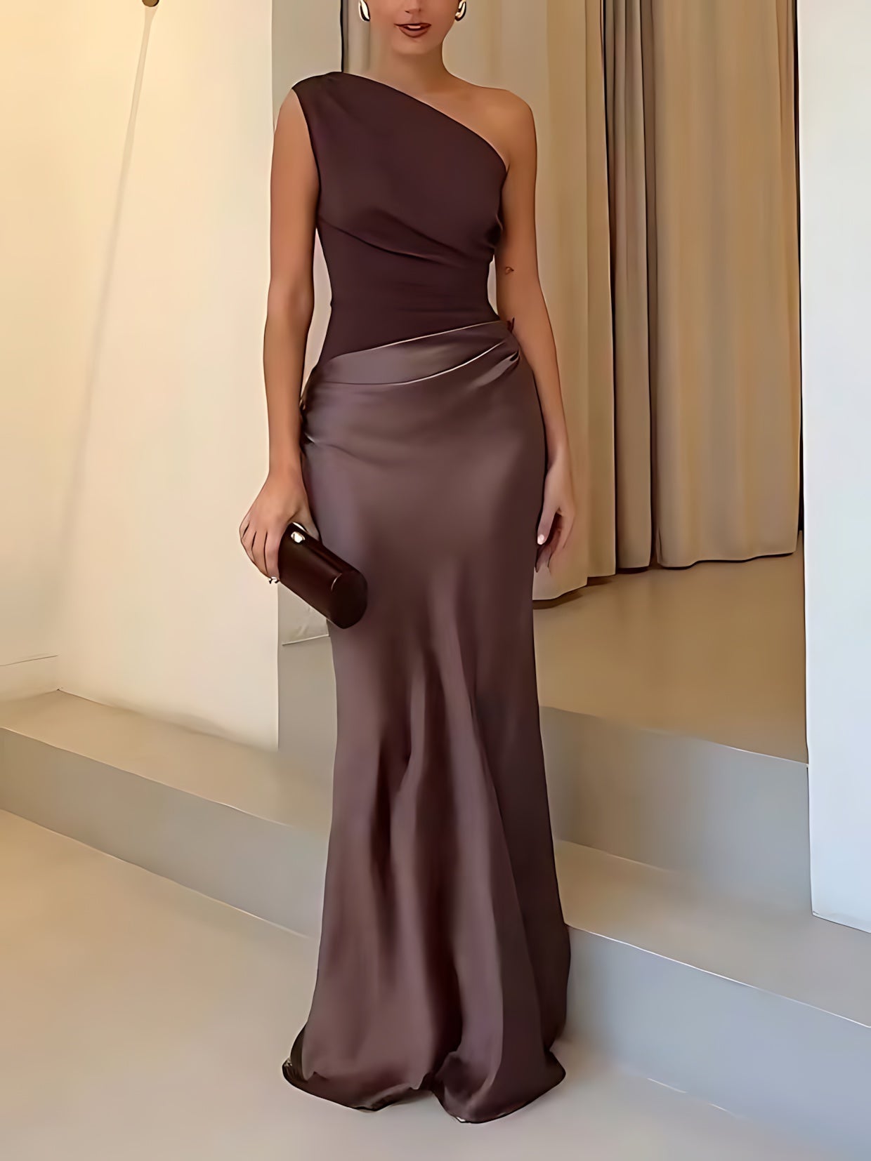 Freya – Satin One Shoulder Party Maxi Dress