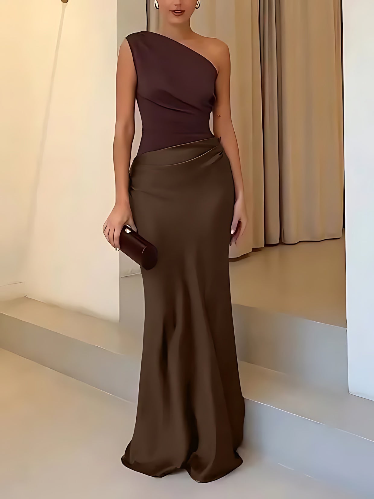 Freya – Satin One Shoulder Party Maxi Dress