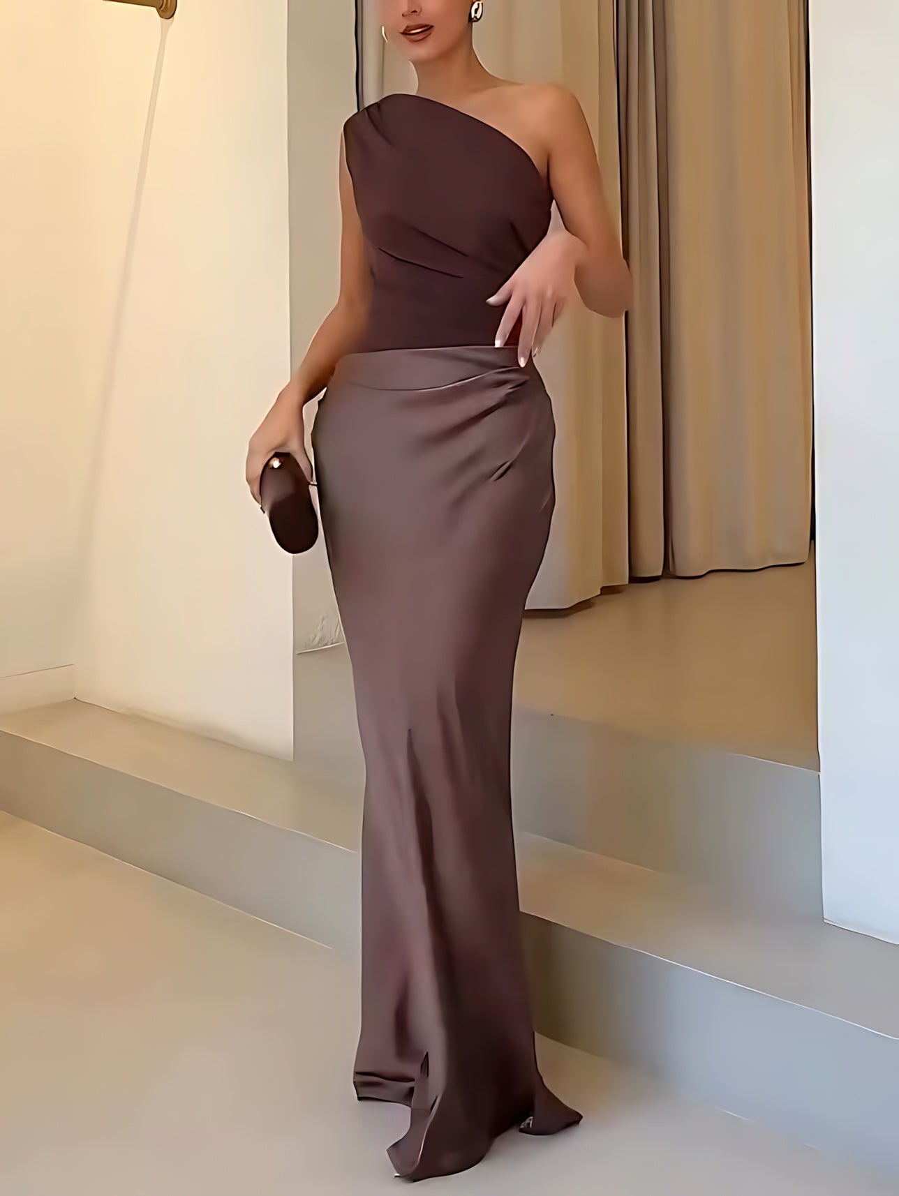 Freya – Satin One Shoulder Party Maxi Dress