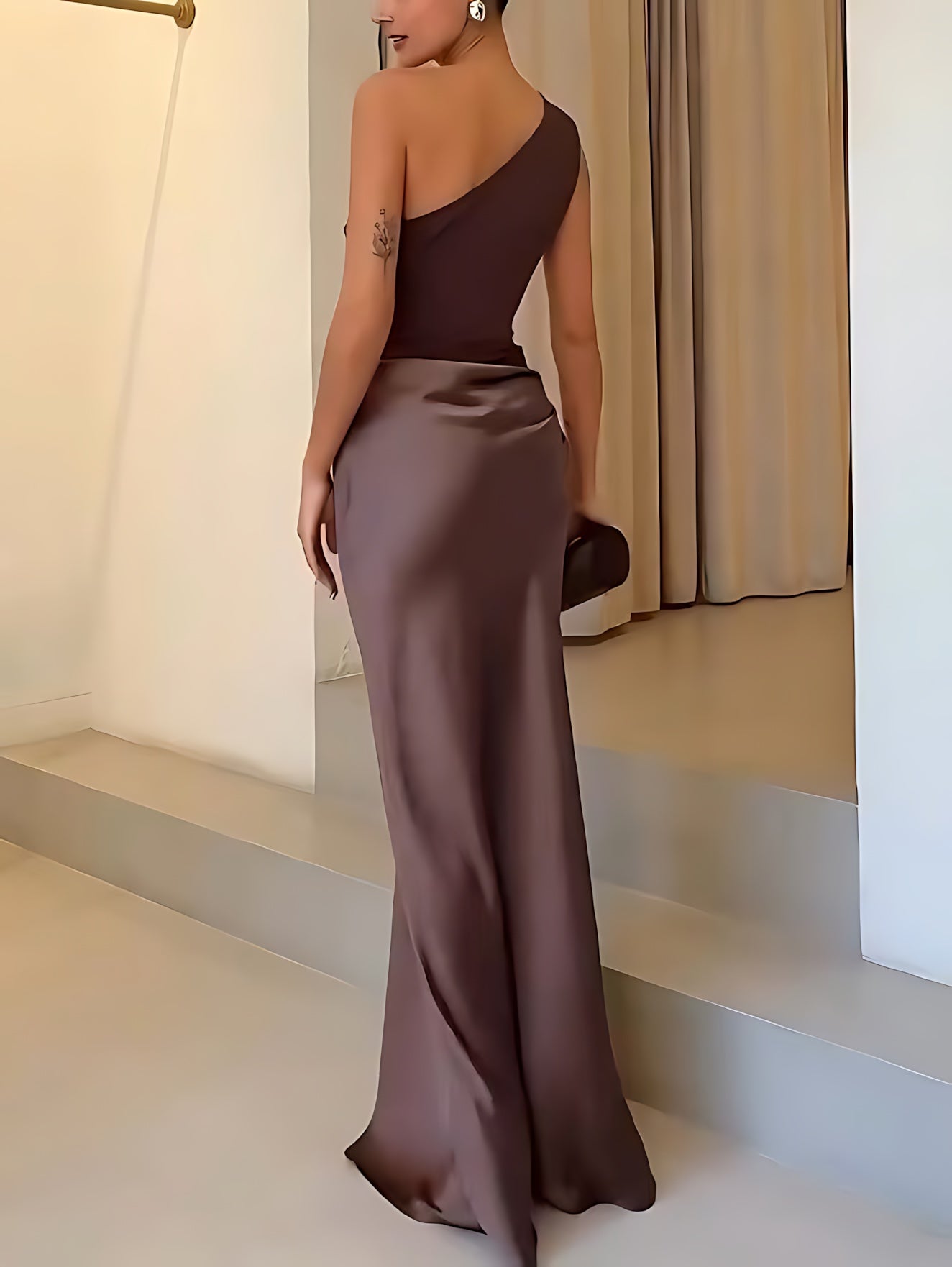 Freya – Satin One Shoulder Party Maxi Dress